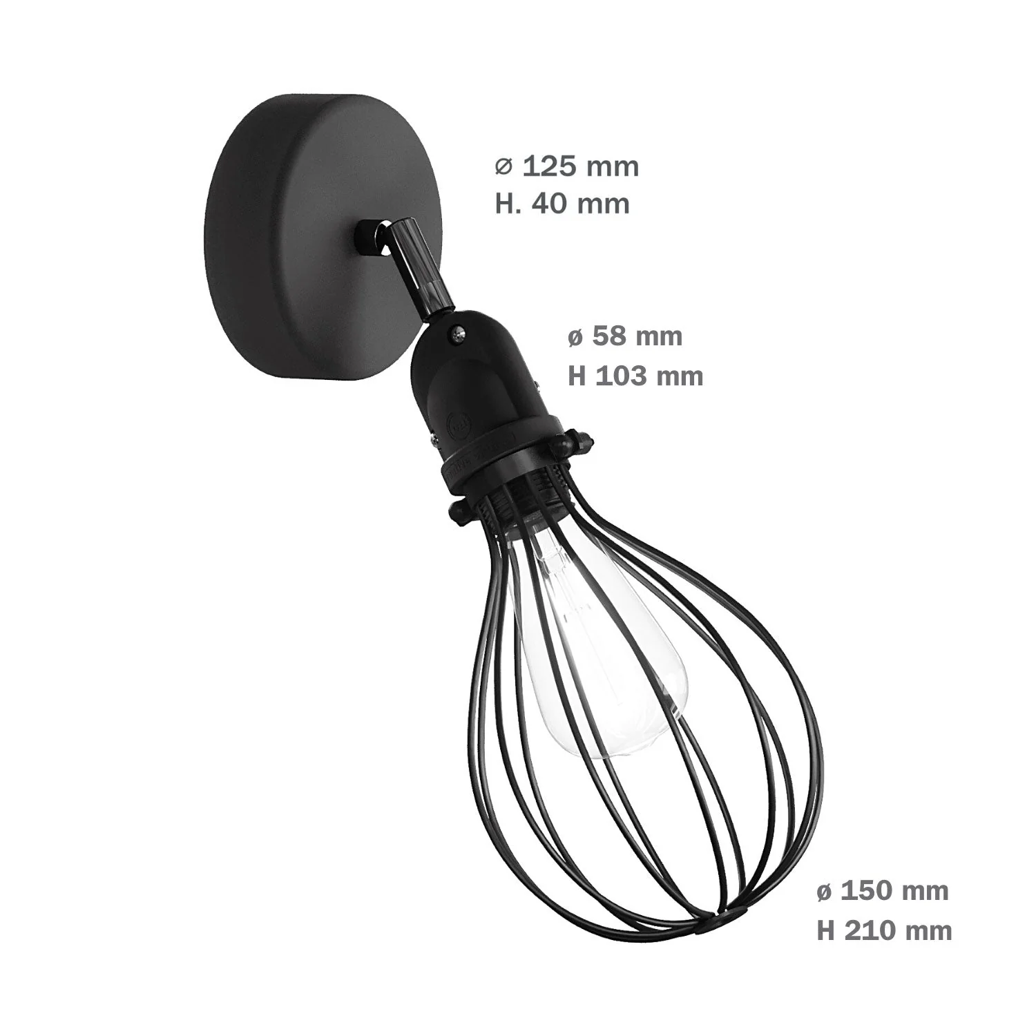 Fermaluce Modulair with adjustable joint, Drop lampshade, and IP65 waterproof socket - Black - Image 6