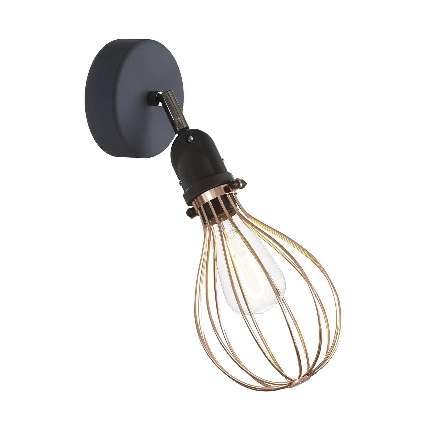Fermaluce Modulair with adjustable joint, Drop Lampshade, and IP65 waterproof Socket - Copper