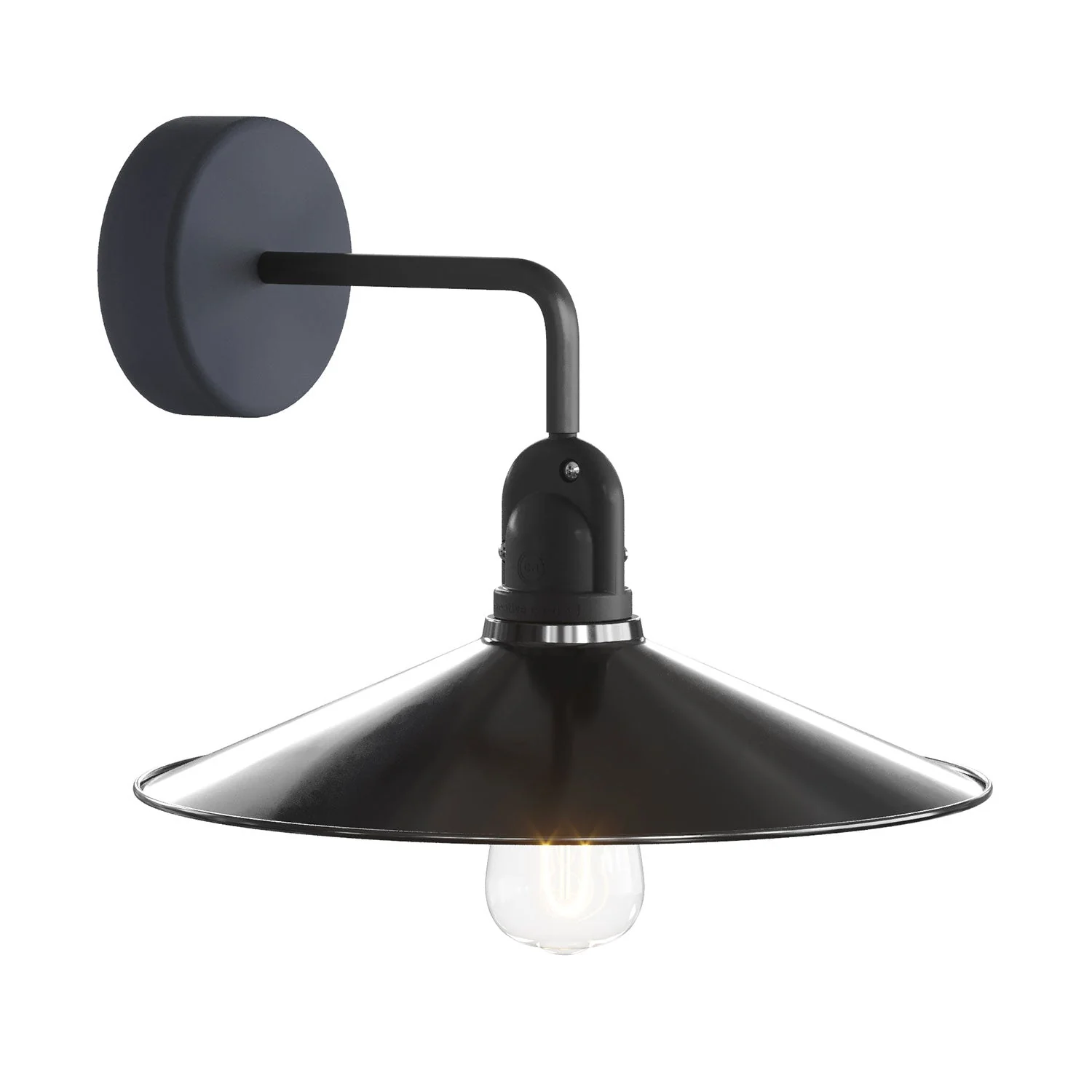 Fermaluce Modulair with L extension, Swing lampshade, and IP65 waterproof socket - Black ext. White int.