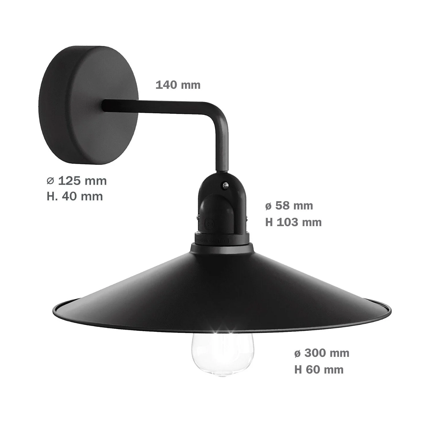 Fermaluce Modulair with L extension, Swing lampshade, and IP65 waterproof socket - Black ext. White int. - Image 5