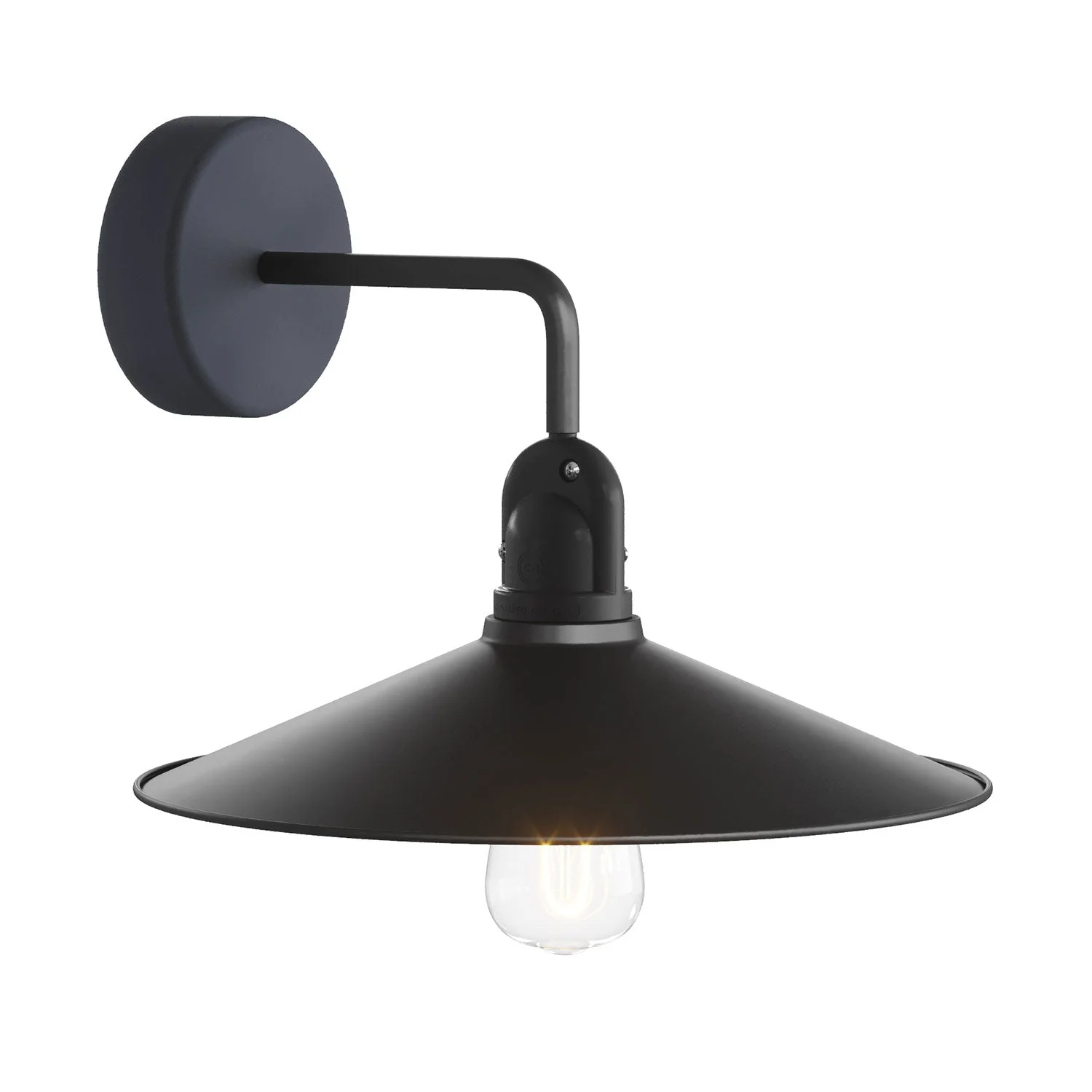 Fermaluce Modulair with L extension, Swing lampshade, and IP65 waterproof socket - Black