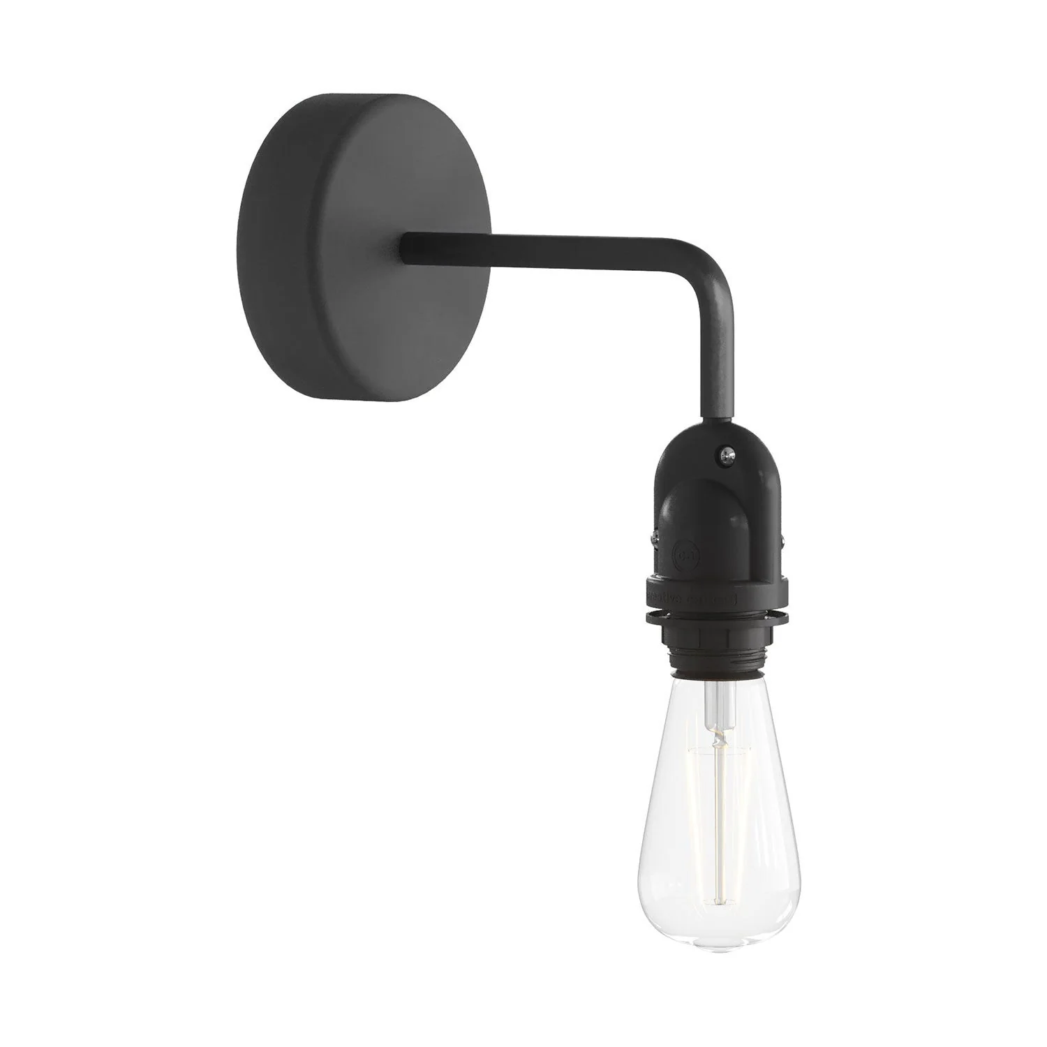Fermaluce for Modulair lampshade with L-extension, ceiling canopy, and IP65 waterproof socket - Black