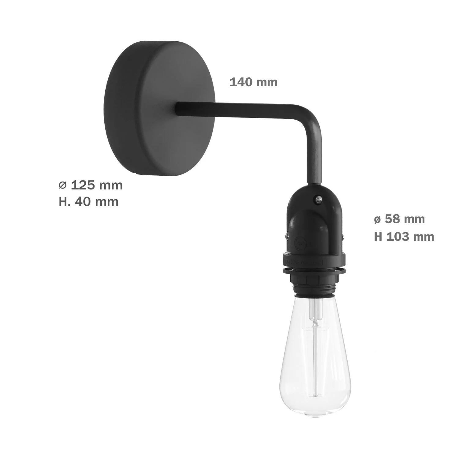 Fermaluce for Modulair lampshade with L-extension, ceiling canopy, and IP65 waterproof socket - Black - Image 5