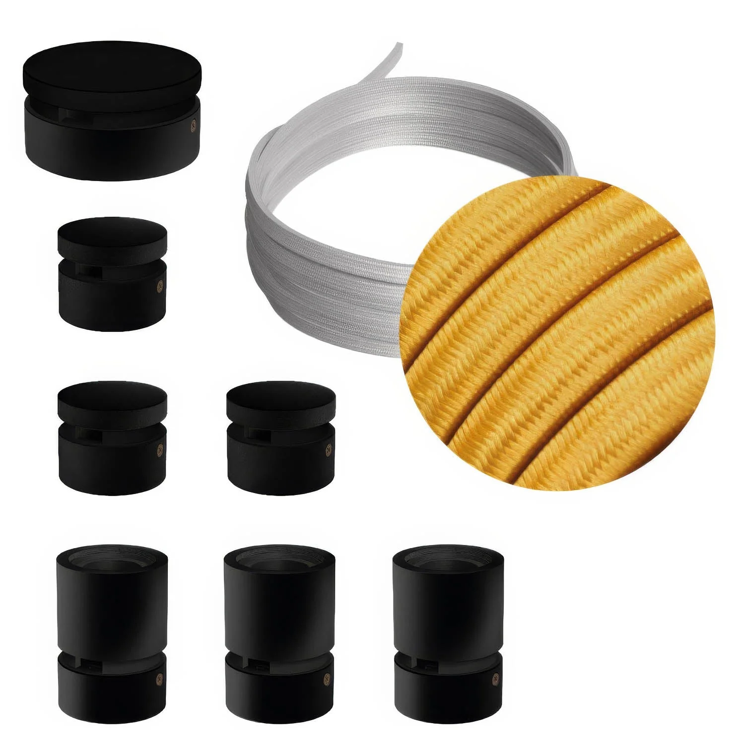 Filé Linear Kit System - with 5 m CM05 cord for string lights and 7 black-painted wooden components for indoor use