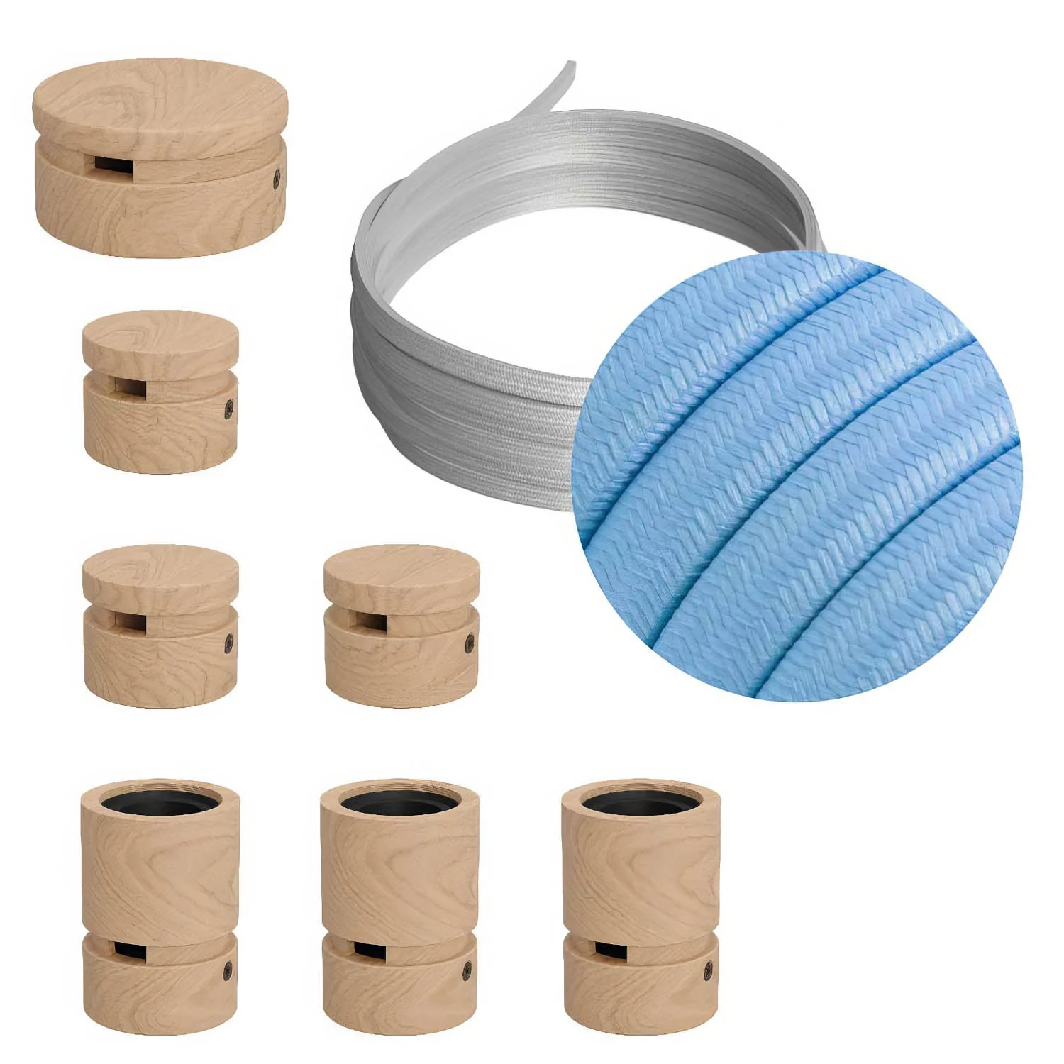 Filé Linear System Kit - with 5 m CM17 cord for string lights and 7 wooden components for indoor use