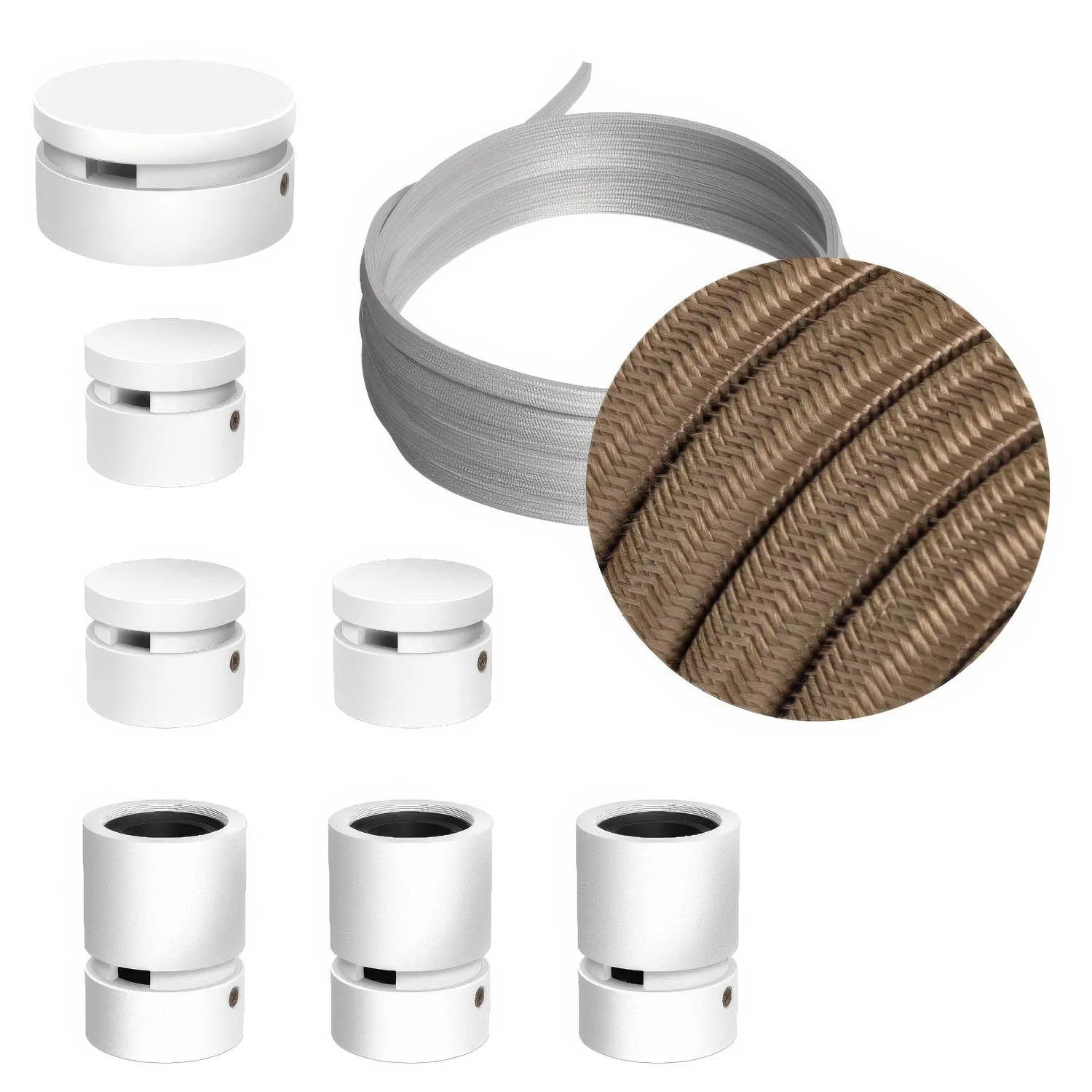 Filé Linear System Kit - with 5 m string light cord and 7 white-painted wooden components for indoor use