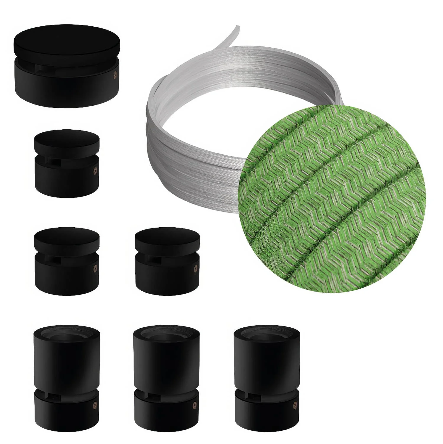 Filé Linear Kit - with 5 m CX08 cord for string lights and 7 black painted wooden components for indoor use