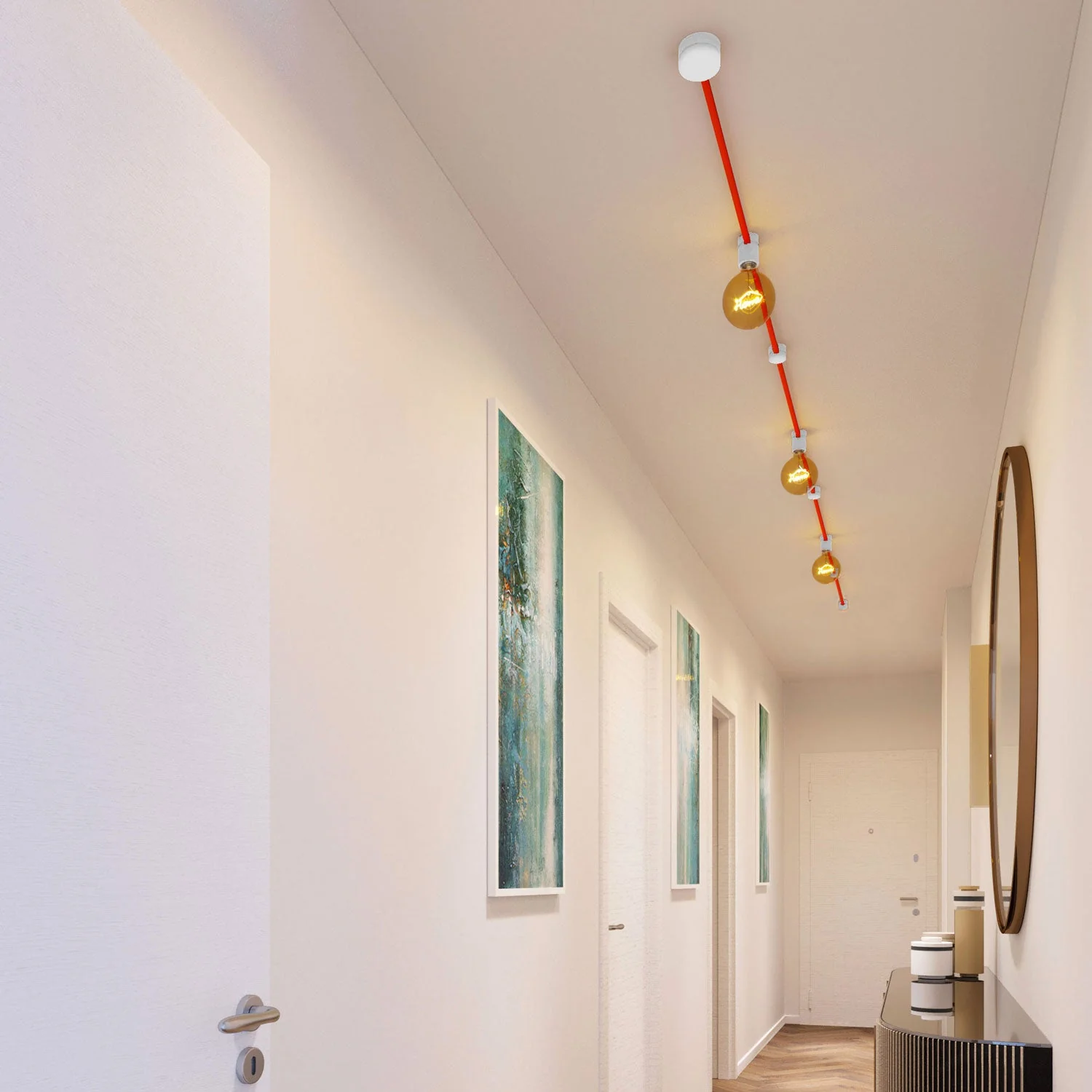 Filé Linear System Kit - with 5 m CF15 cord for string lights and 7 white painted wooden components for indoor use - Image 2
