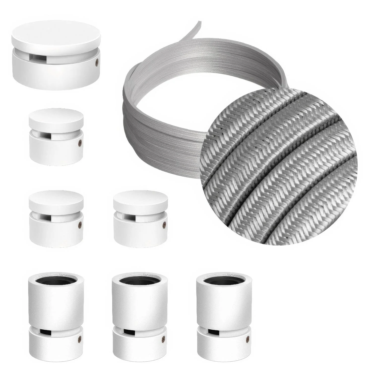 Filé Linear Kit System - with 5 m CM02 cord for string lights and 7 white painted wooden components for indoor use
