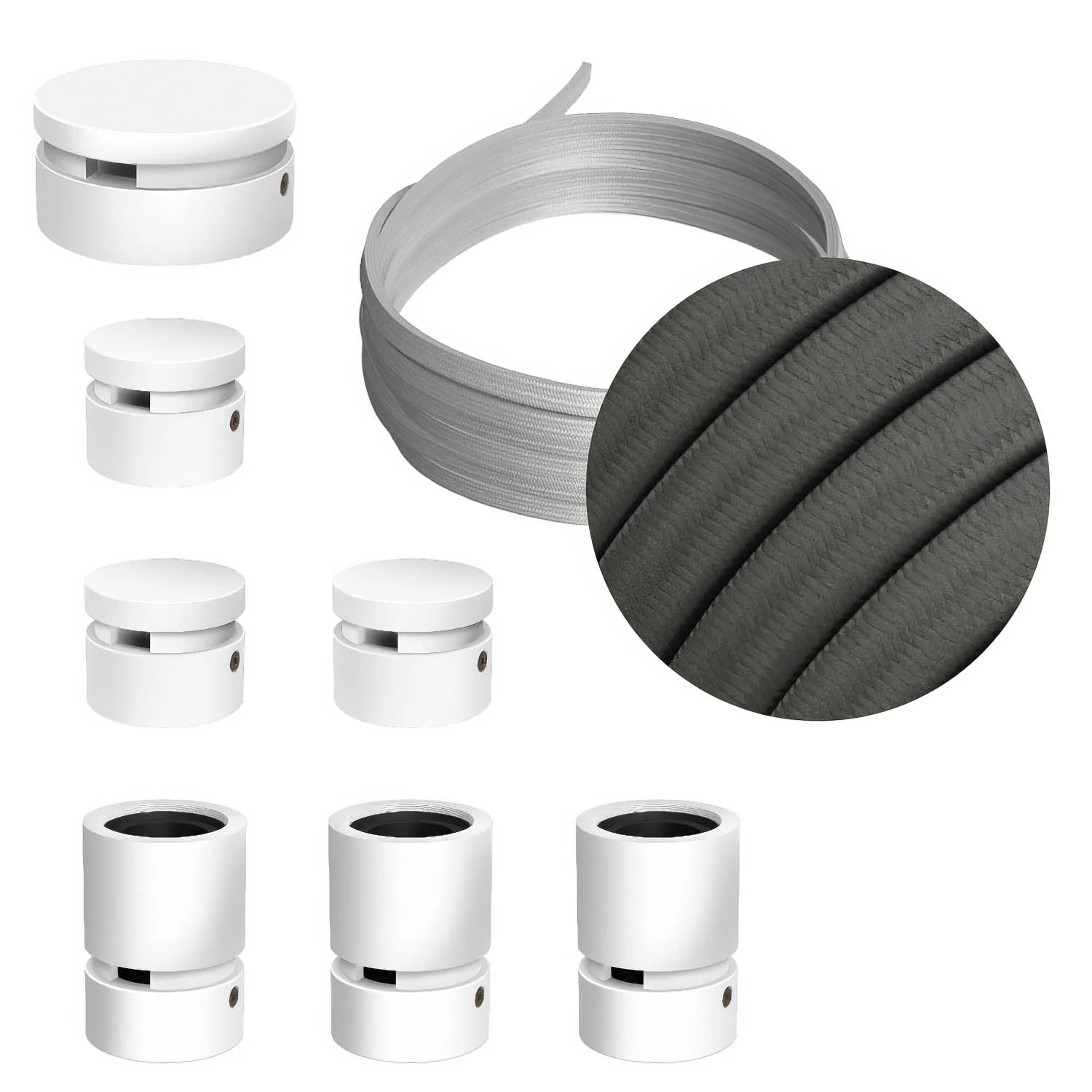 Filé Linear Kit System - with 5 m CM03 cord for string lights and 7 white painted wooden components for indoor use