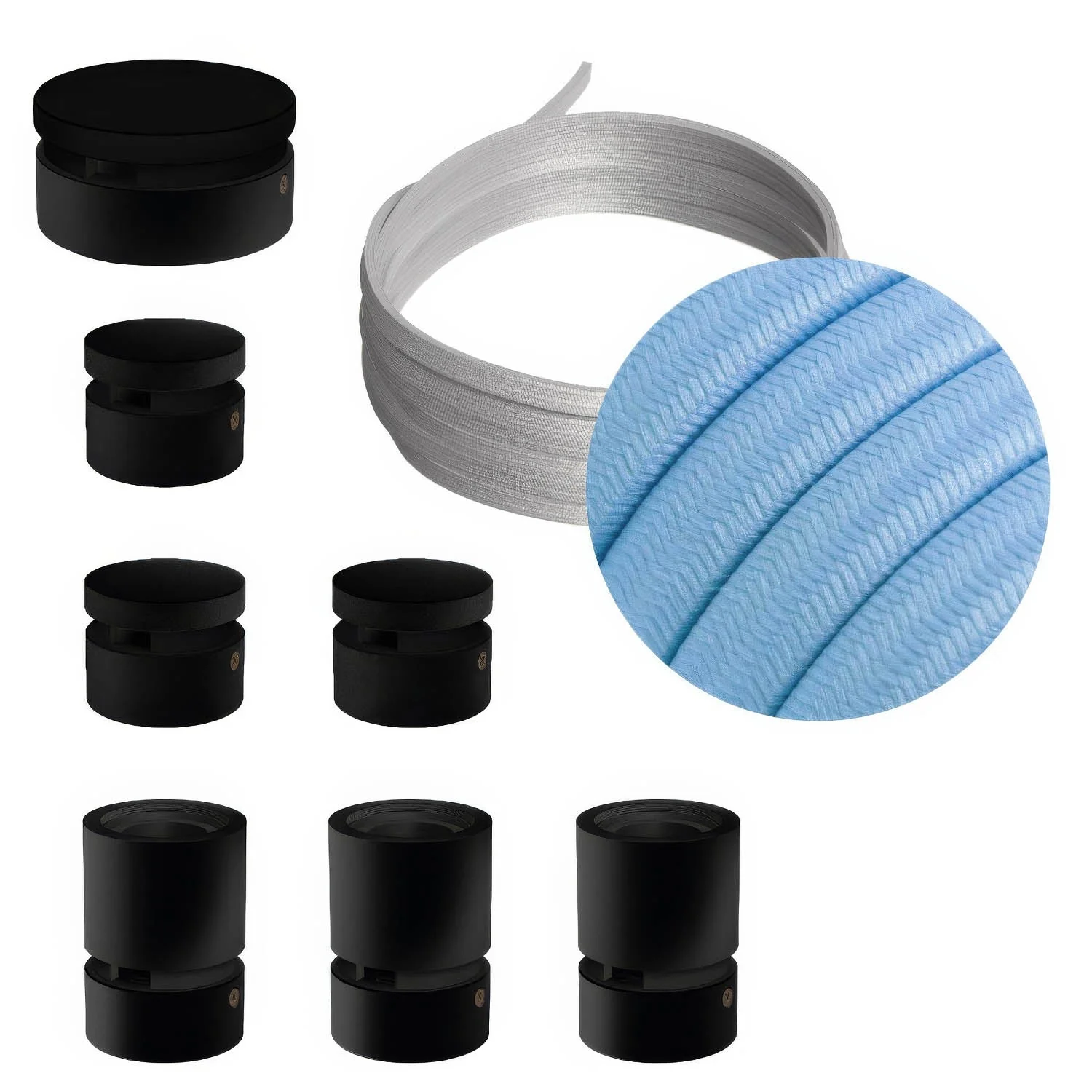 Filé Linear Kit System - with 5 m CM17 cord for string lights and 7 black painted wooden components for indoor use