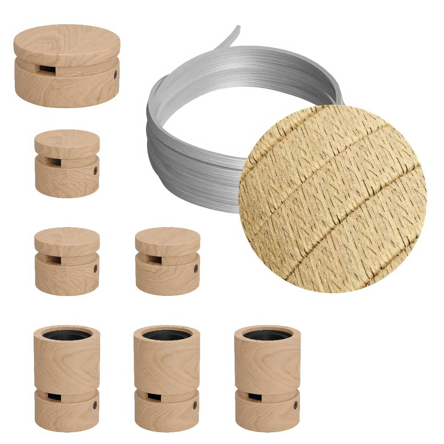 Filé Linear Kit System - with 5 m CN06 cord for string lights and 7 wooden components for indoor use