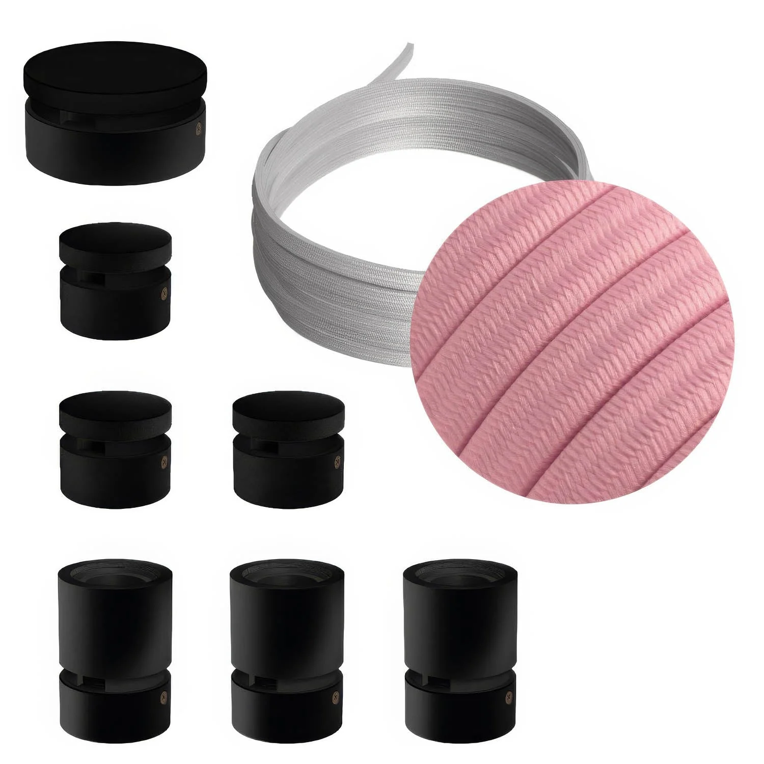 Filé Linear System Kit - with 5 m CM16 cord for string lights and 7 black-painted wooden components for indoor use