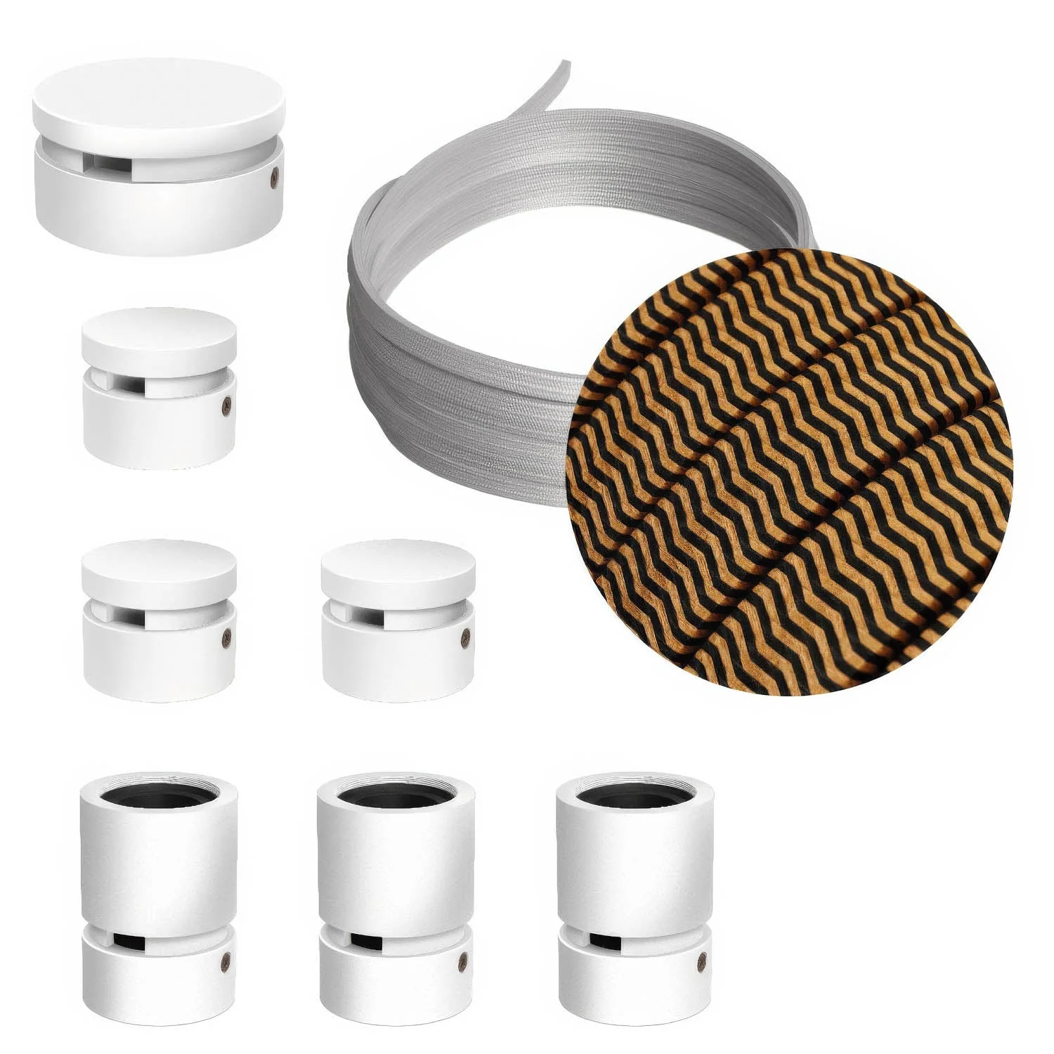 Filé Linear System Kit - with 5 m CZ22 cord for string lights and 7 white painted wood components for indoor use