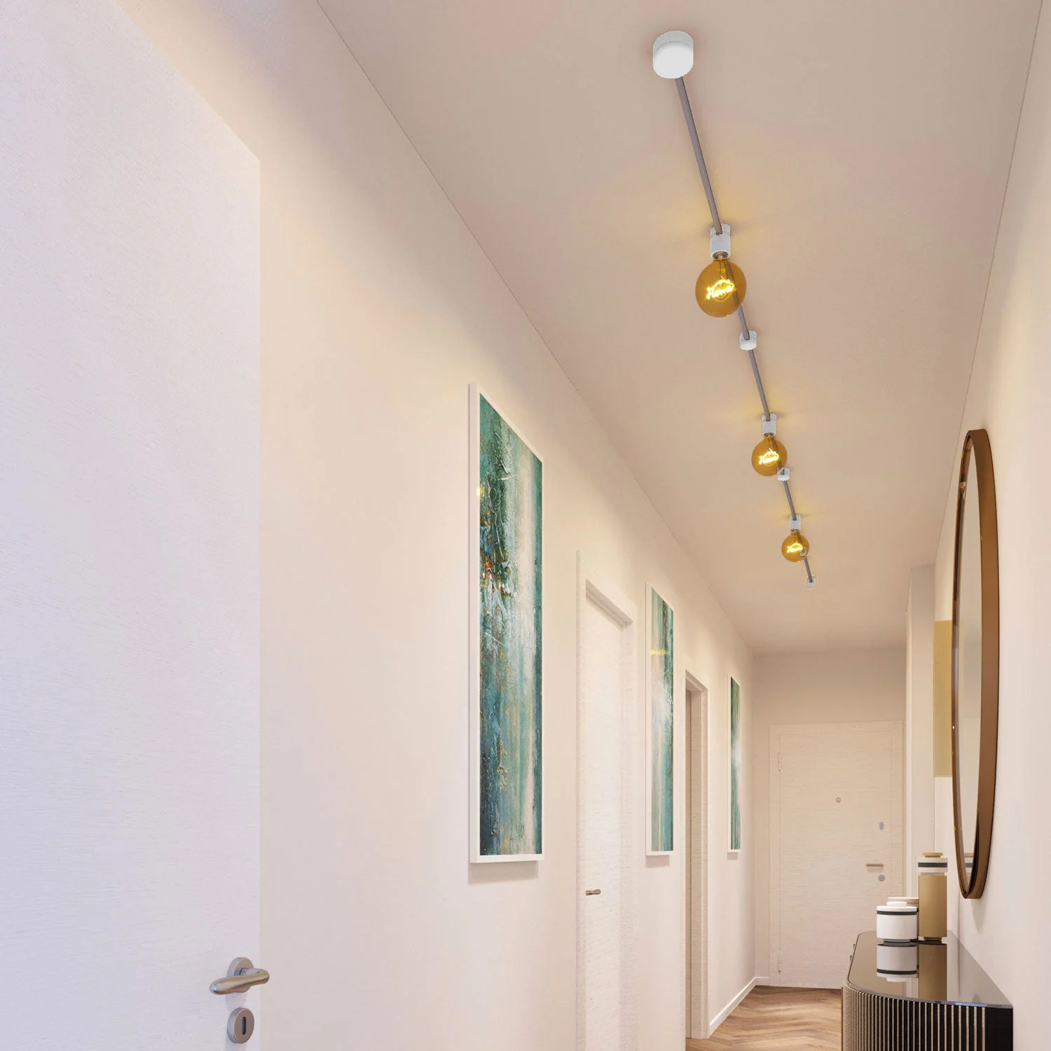 Filé Linear System Kit - with CZ04 cord 5 m for string lights and 7 white painted wood components for indoor use - Image 2