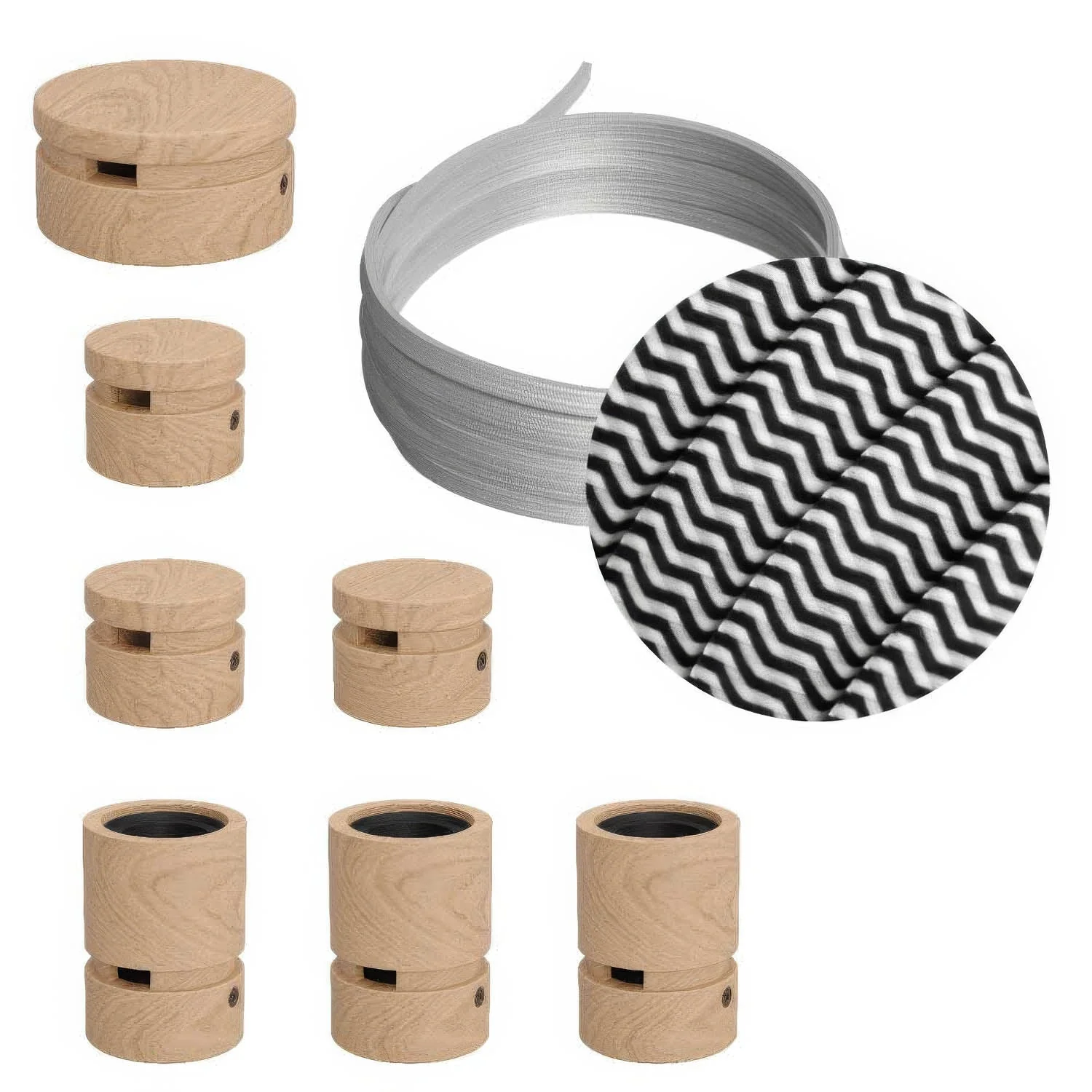 Filé Linear System Kit - with CZ04 5 m cord for string lights and 7 wooden components for indoor use