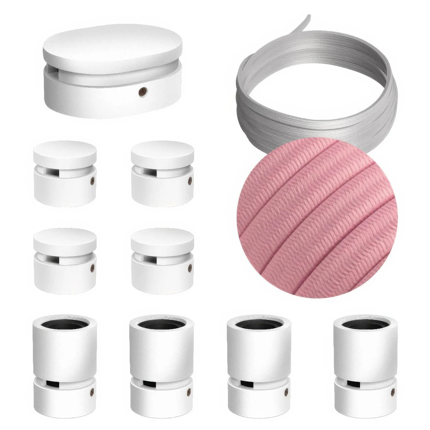 Filé Symmetric Kit System - with 5m CM16 cord for string lights and 9 white painted wooden components for indoor use
