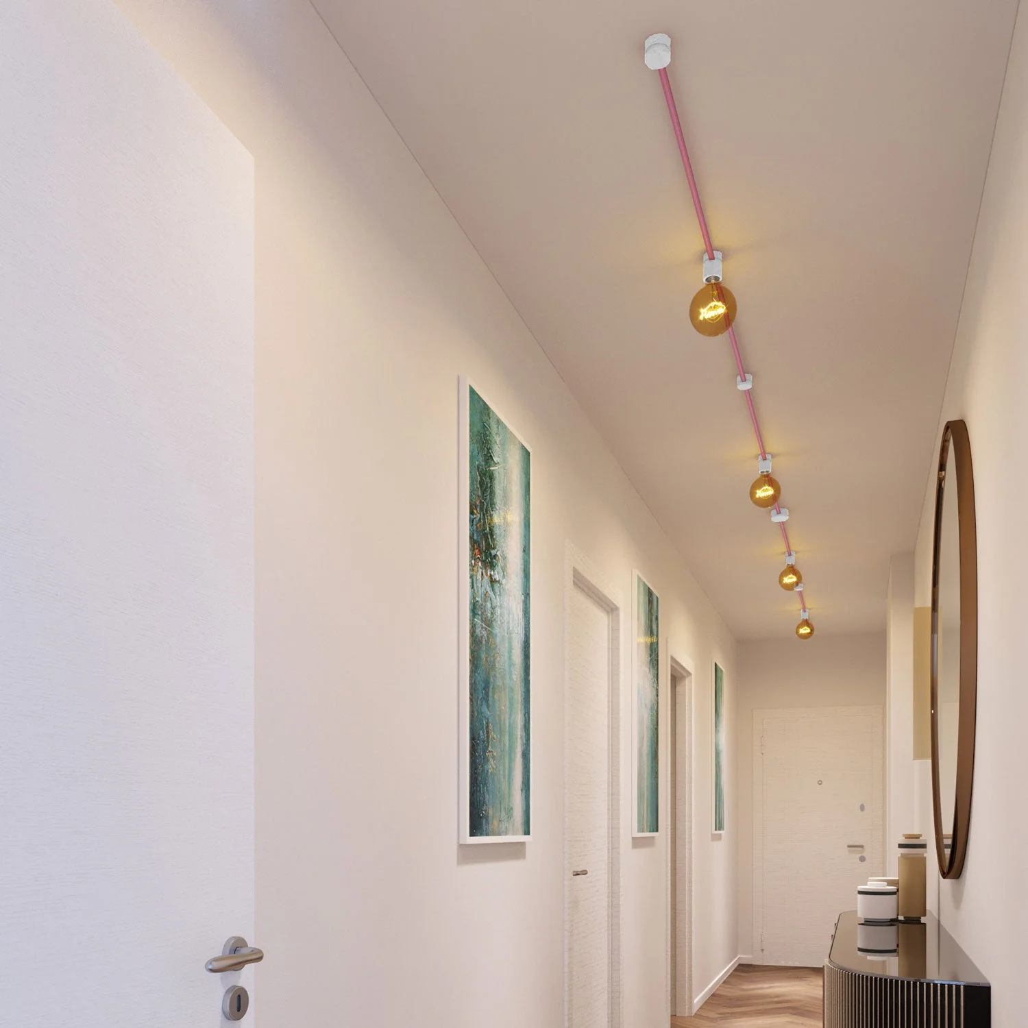 Filé Symmetric Kit System - with 5m CM16 cord for string lights and 9 white painted wooden components for indoor use - Image 2