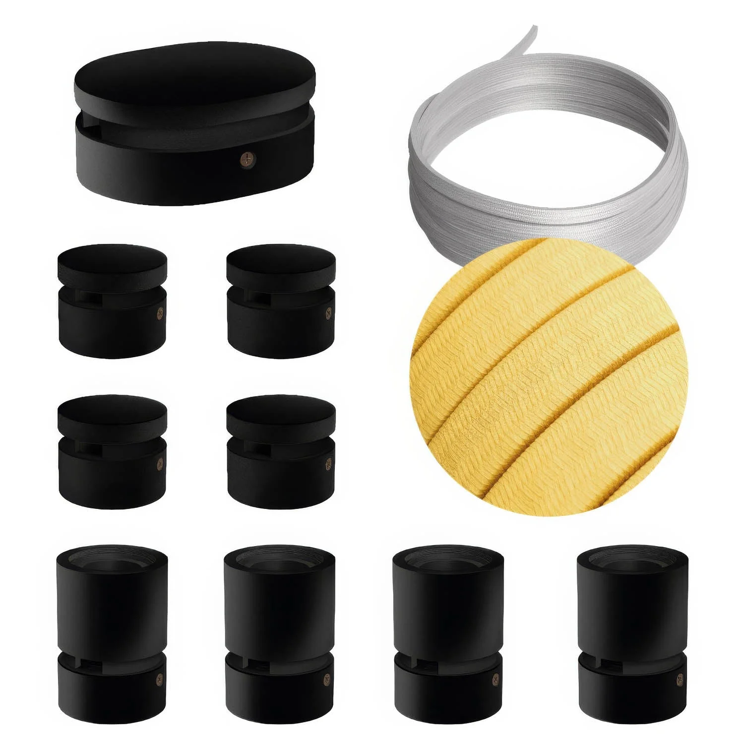 Filé Symmetric Kit System - with 5m CM10 cord for string lights and 9 black painted wooden components for indoor use