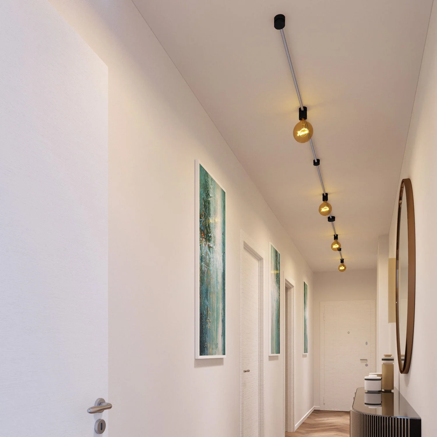 Filé Symmetric System Kit - with 5 m CZ04 cord for string lights and 9 black painted wood components for indoor use - Image 2