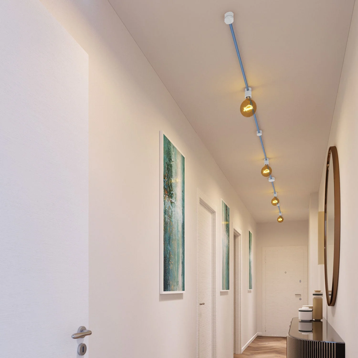 Filé Symmetric Kit System - with 5 m CM17 cord for string lights and 9 white painted wooden components for interiors - Image 2