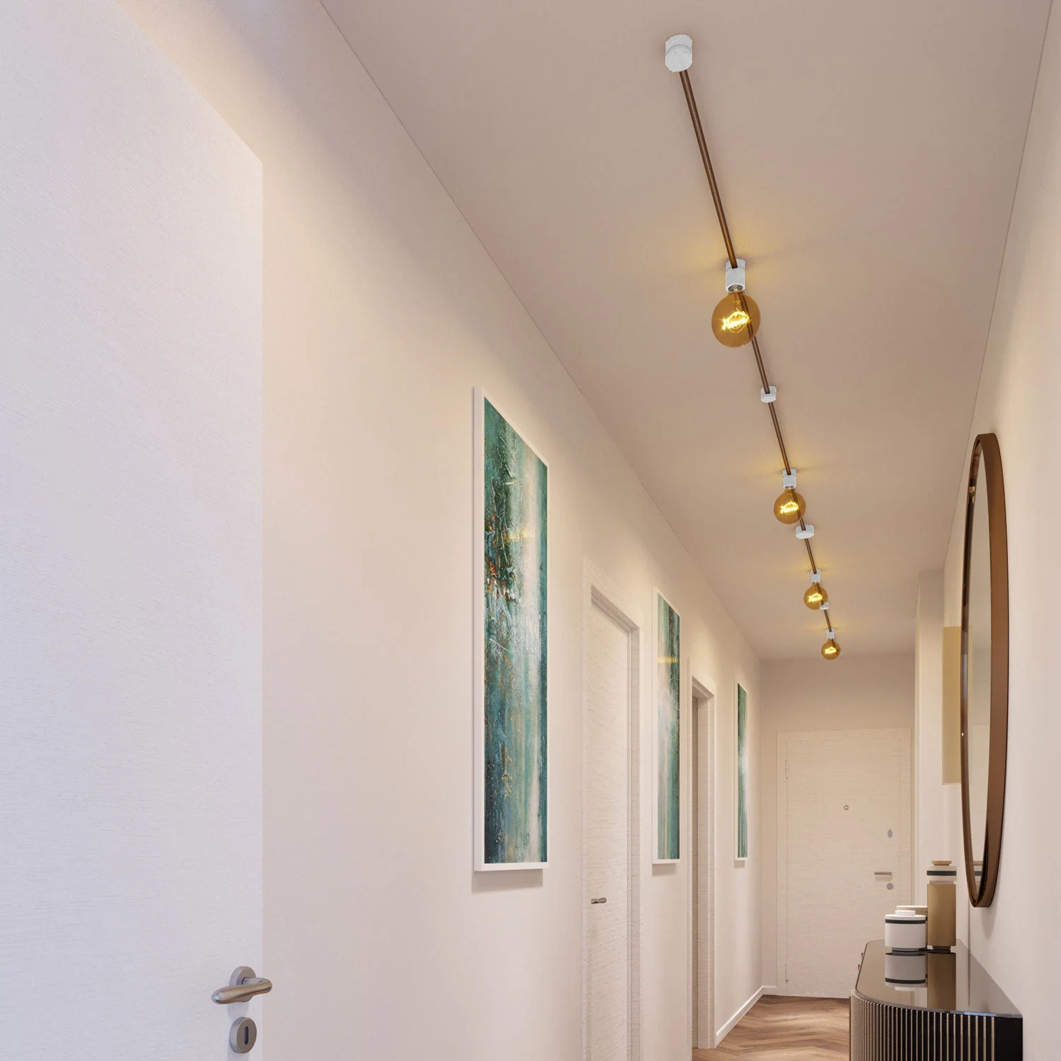 Filé Symmetric Kit System - with 5 m CM27 cord for string lights and 9 white painted wood components for indoor use - Image 2