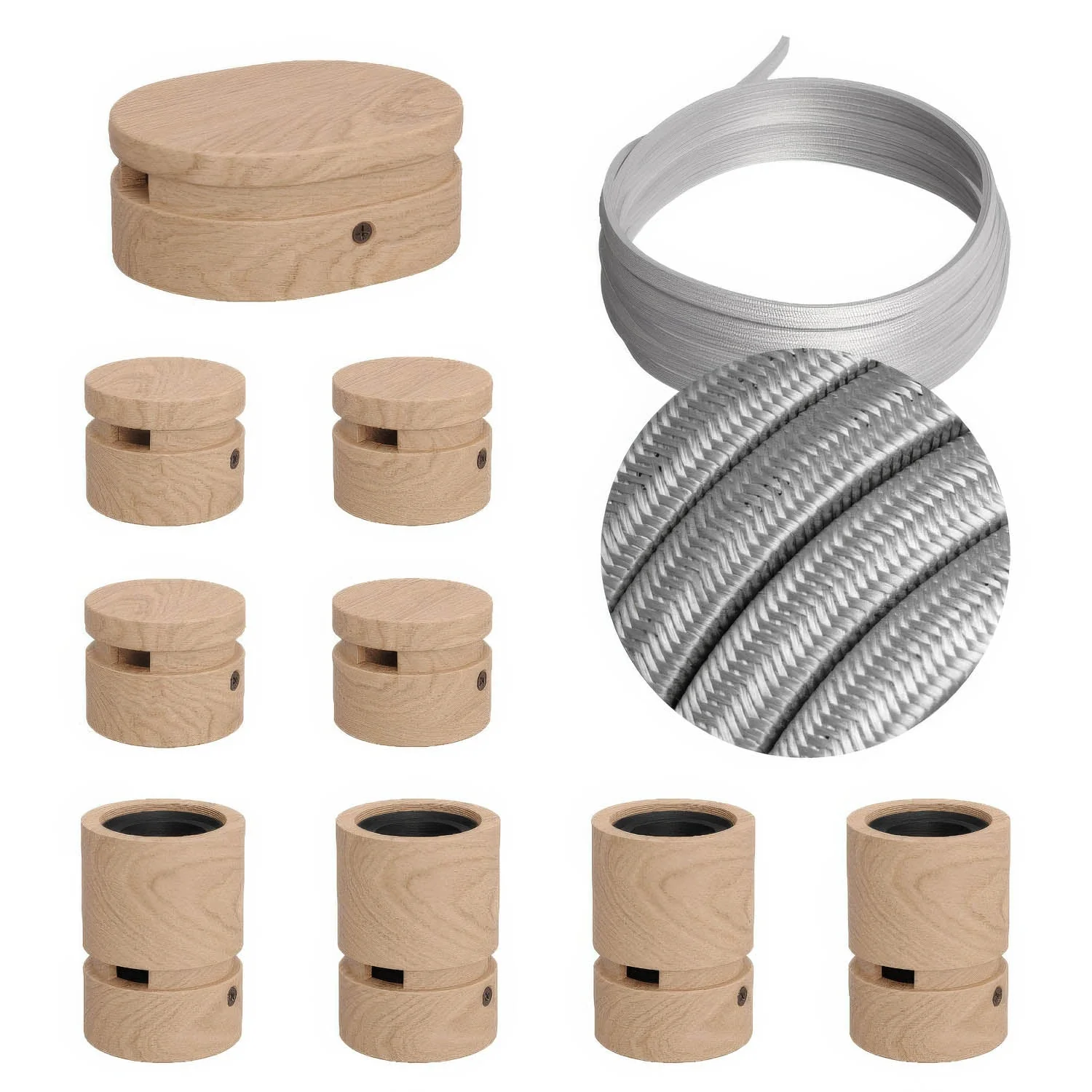 Filé Symmetric Kit System - with 5 m CM02 cord for string lights and 9 wooden indoor components