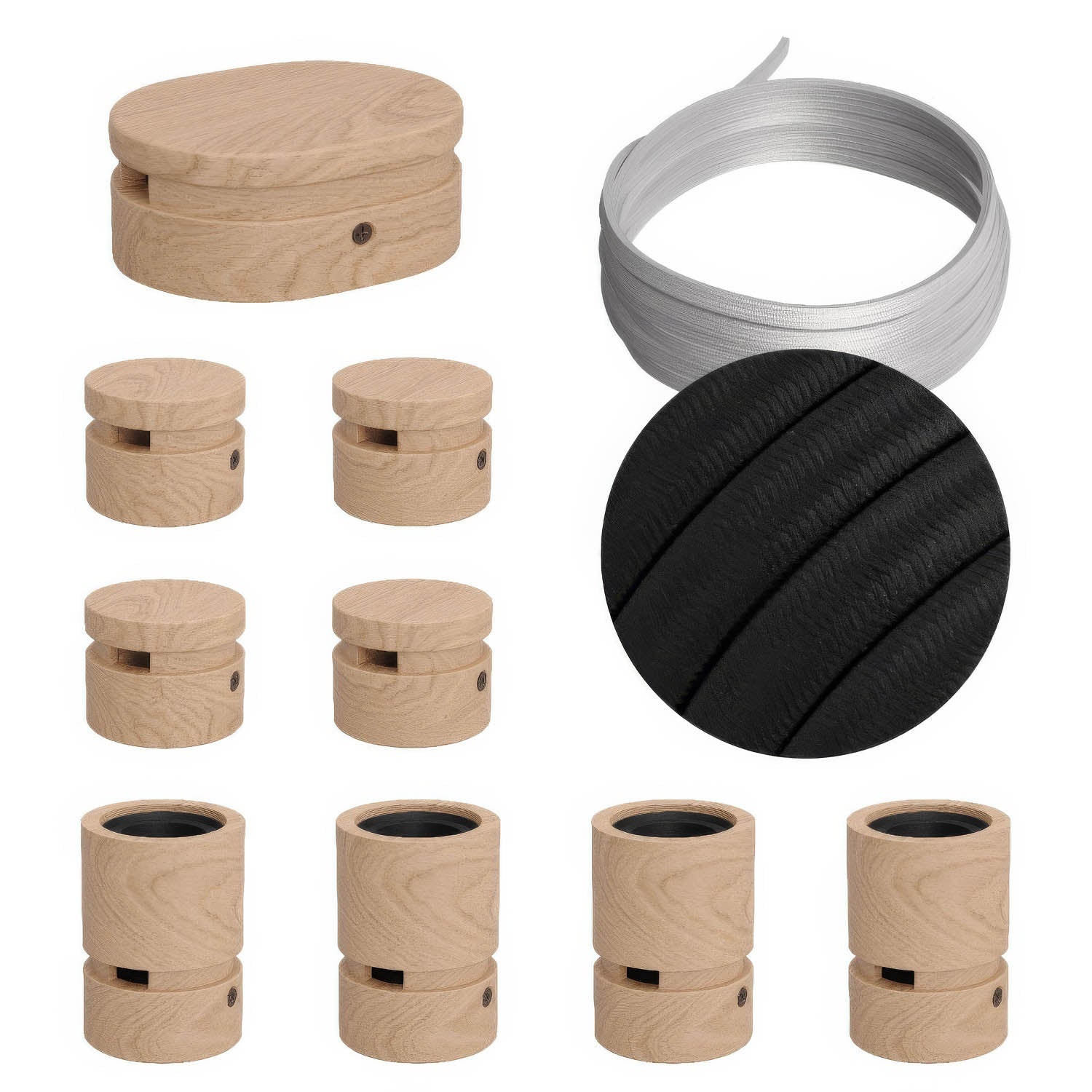 Filé Symmetric Kit System - with 5 m CM04 cord for string lights and 9 wooden components for indoor use