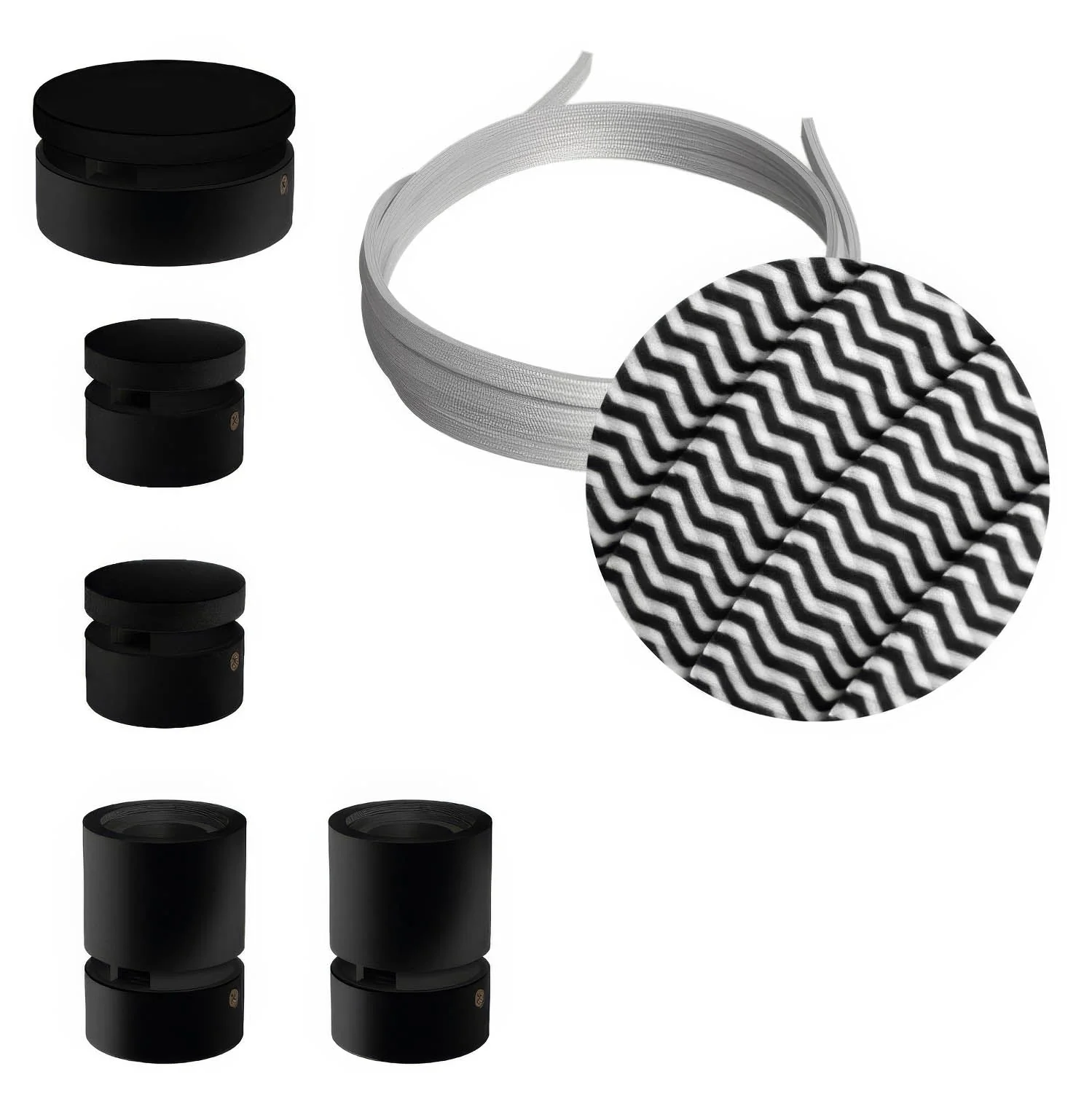 Filé Wiggle Kit System - with 3 m CZ04 cord for string lights and 5 black-painted wooden components for indoor use