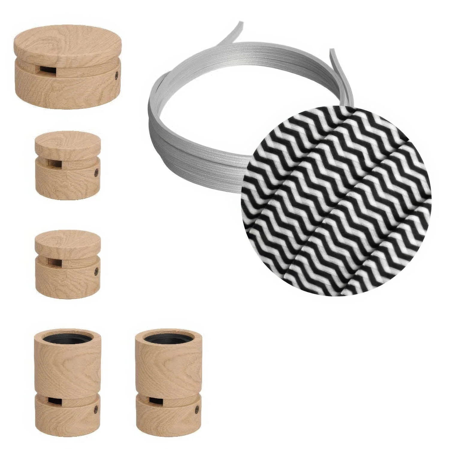Filé Wiggle Kit System - with 3 m CZ04 cord for string lights and 5 wooden components for indoor use