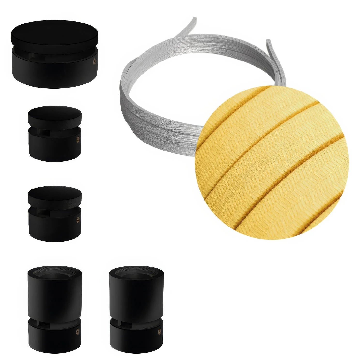 Filé Wiggle Kit System - with 3 m CM10 cord for string lights and 5 black painted wooden components for indoor use