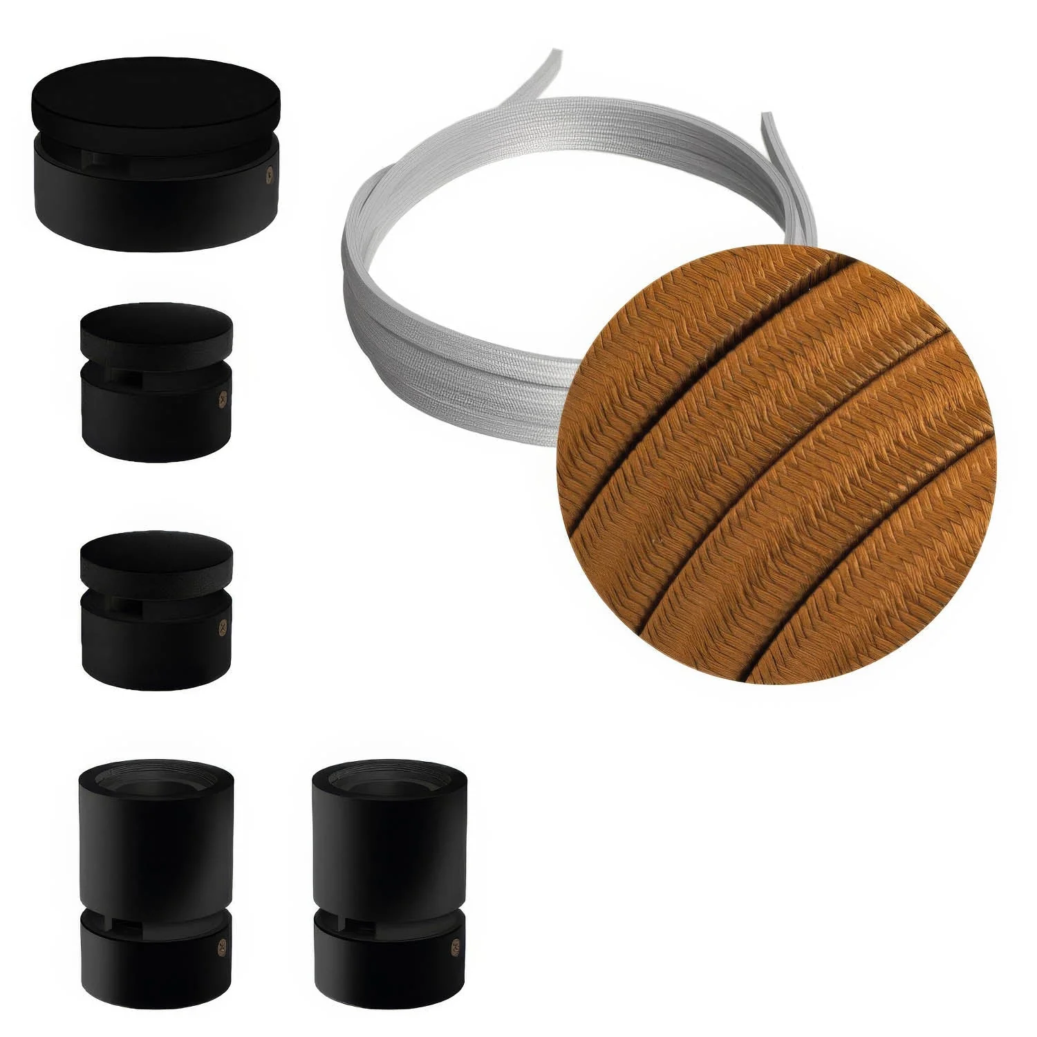Filé Wiggle Kit System - with 3 m CM22 cord for string lights and 5 black painted wooden components for indoor use