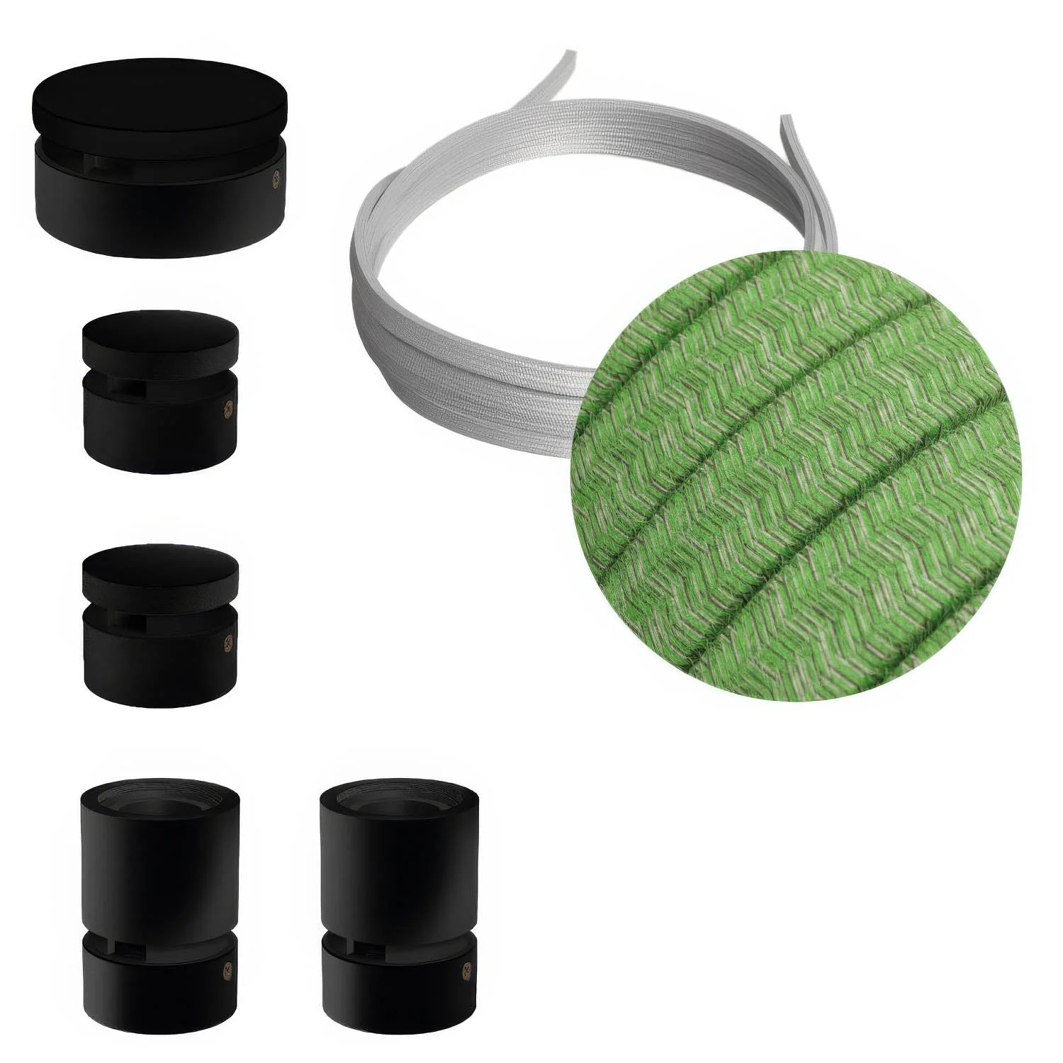 Filé Wiggle Kit System - with 3 m CX08 cord for string lights and 5 black painted wood components for indoor use
