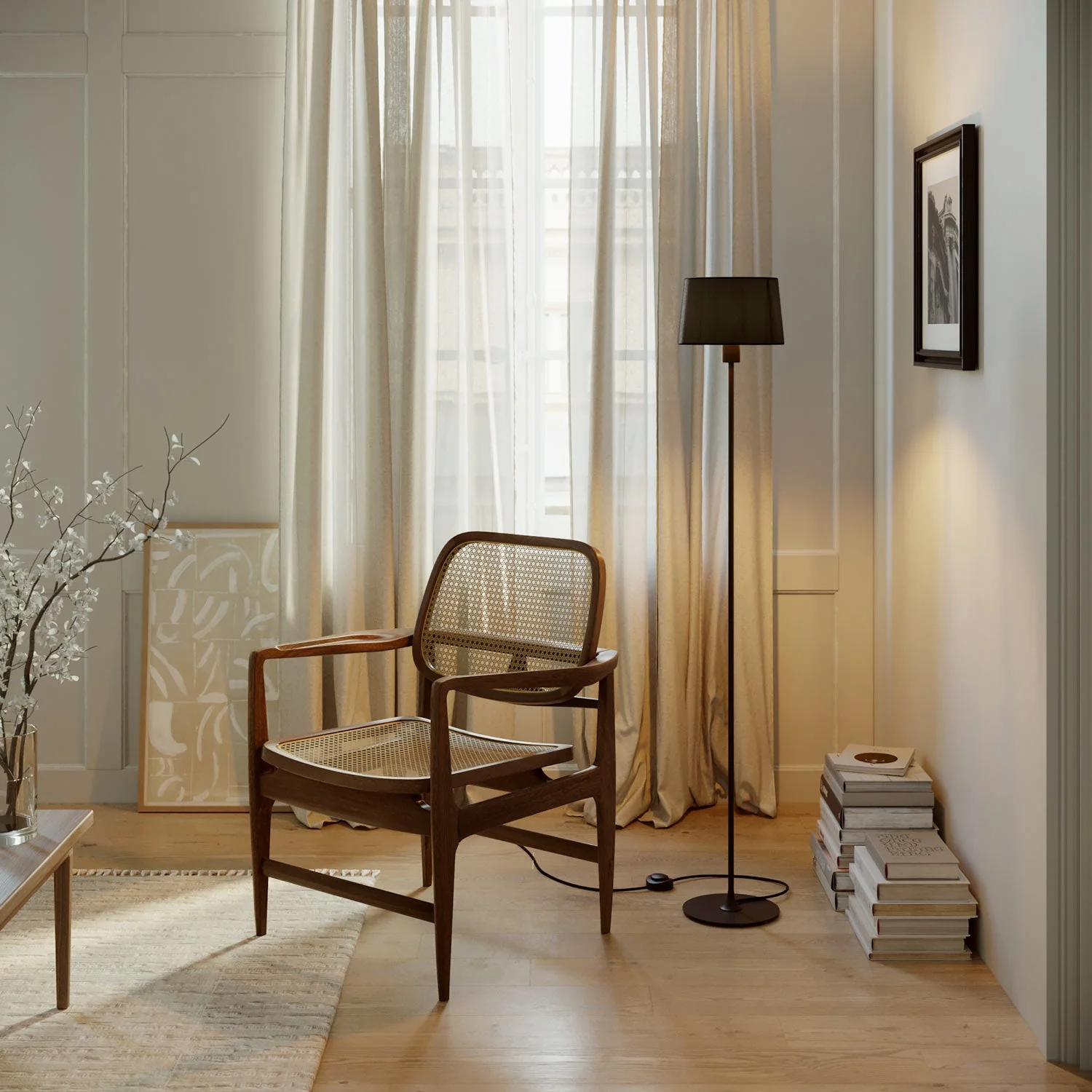 MAG-Y floor lamp with round metal base and Athena lampshade - Black - Image 2