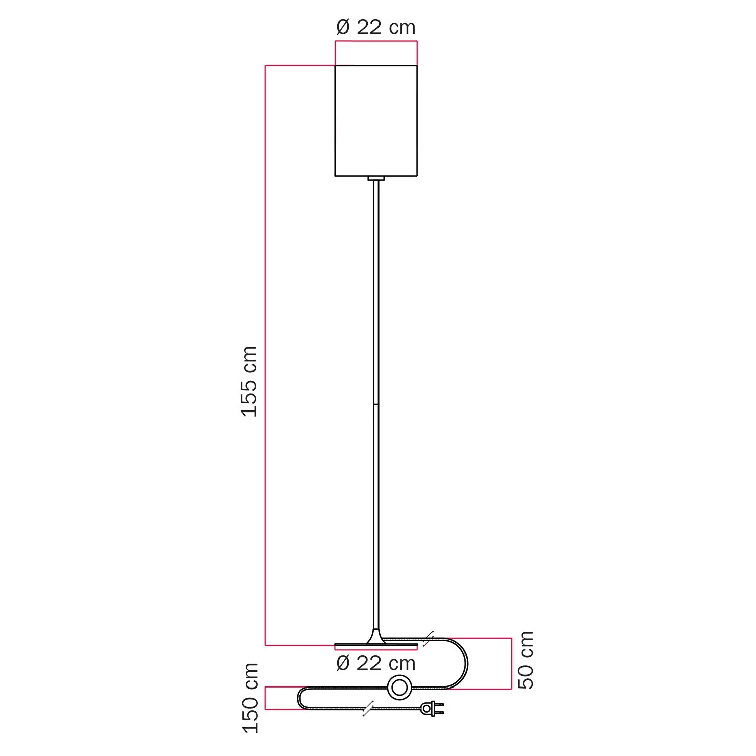 MAG-Y floor lamp with round metal base and Cylinder M lampshade - Matte white - Image 5