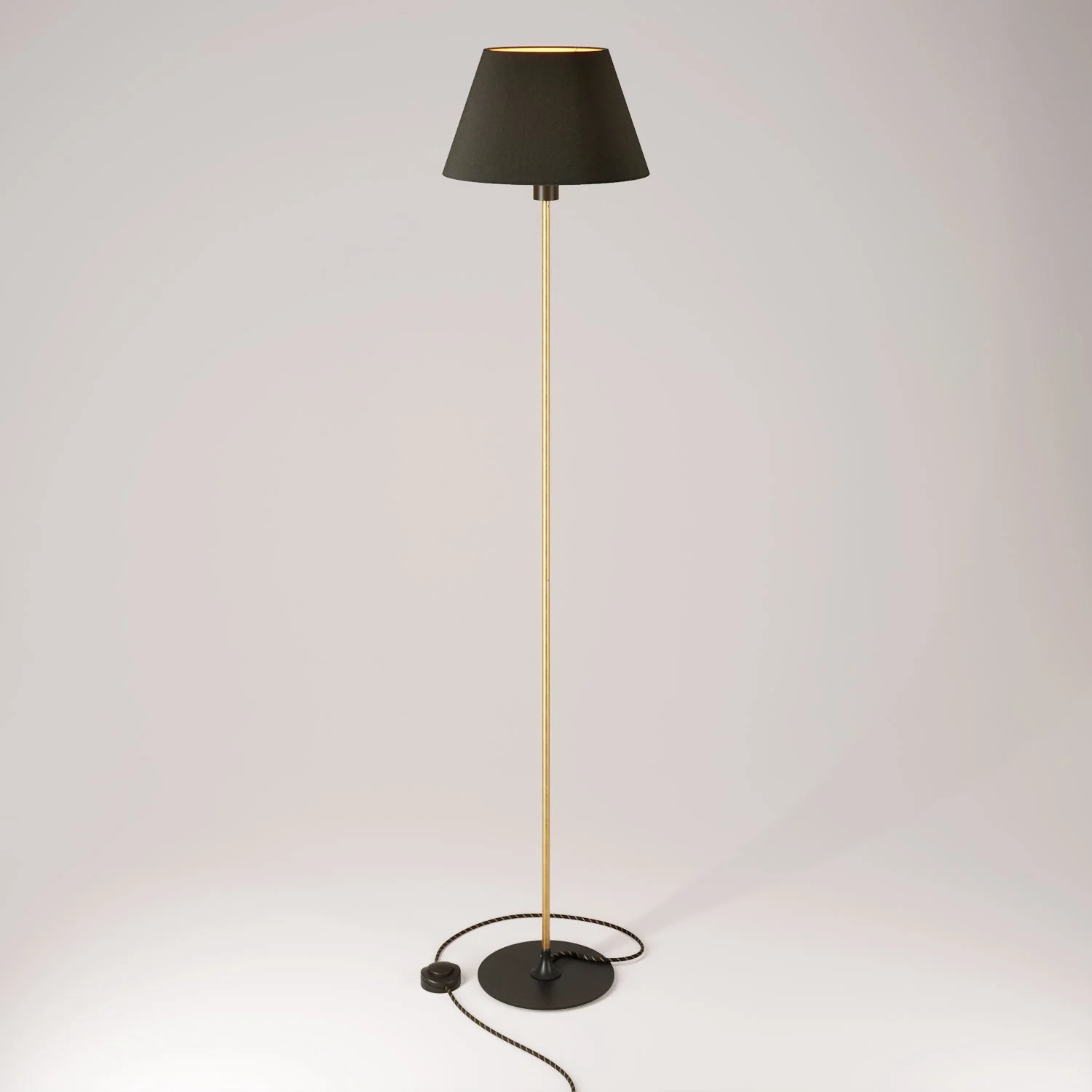 MAG-Y floor lamp with round metal base and Impero M lampshade - Black