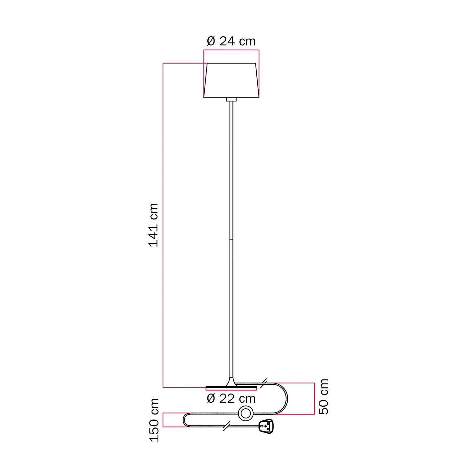 MAG-Y floor lamp with round metal base, Athena lampshade, and UK plug - Matte white - Image 5