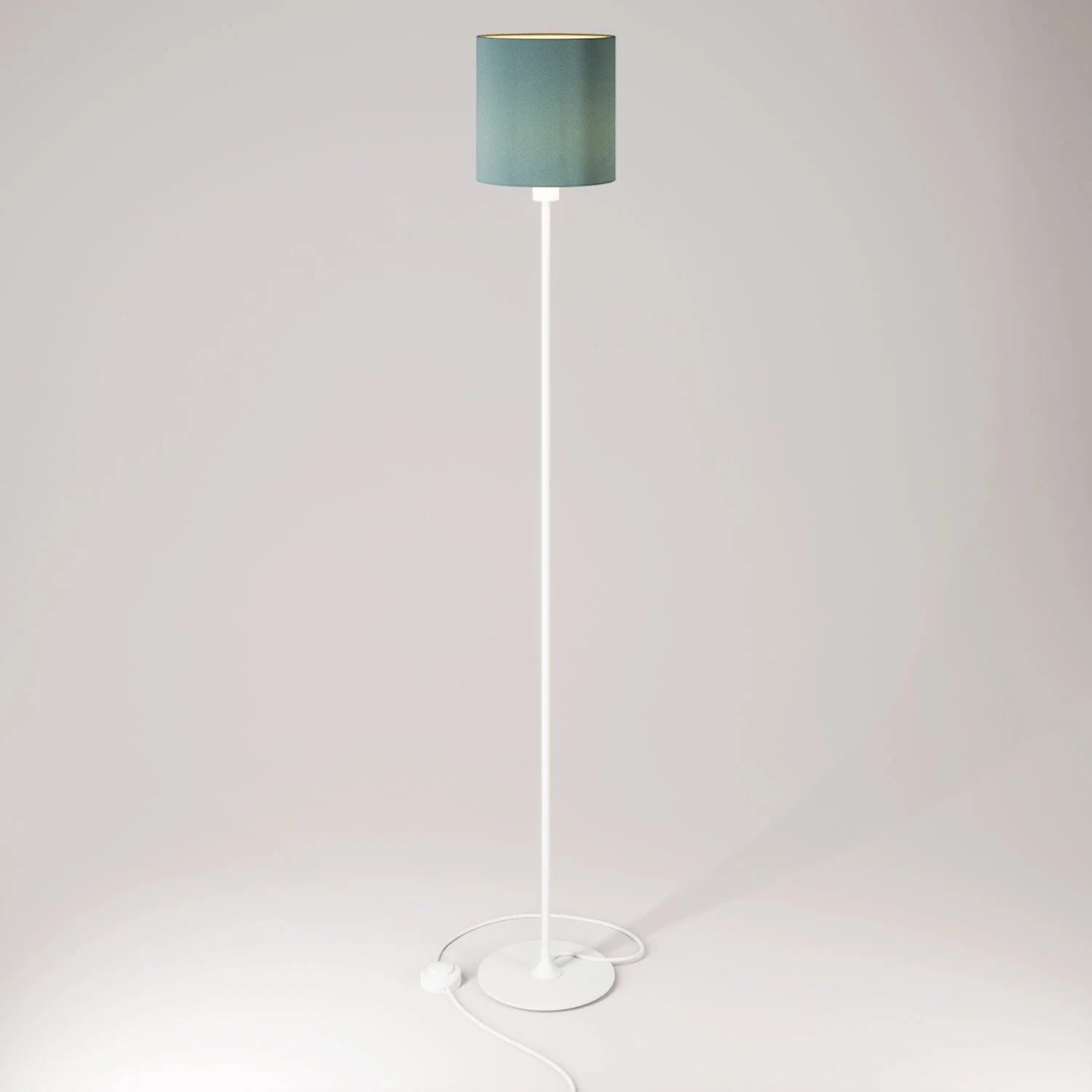 MAG-Y floor lamp with round metal base, Cylinder M lampshade and UK plug - Matte white
