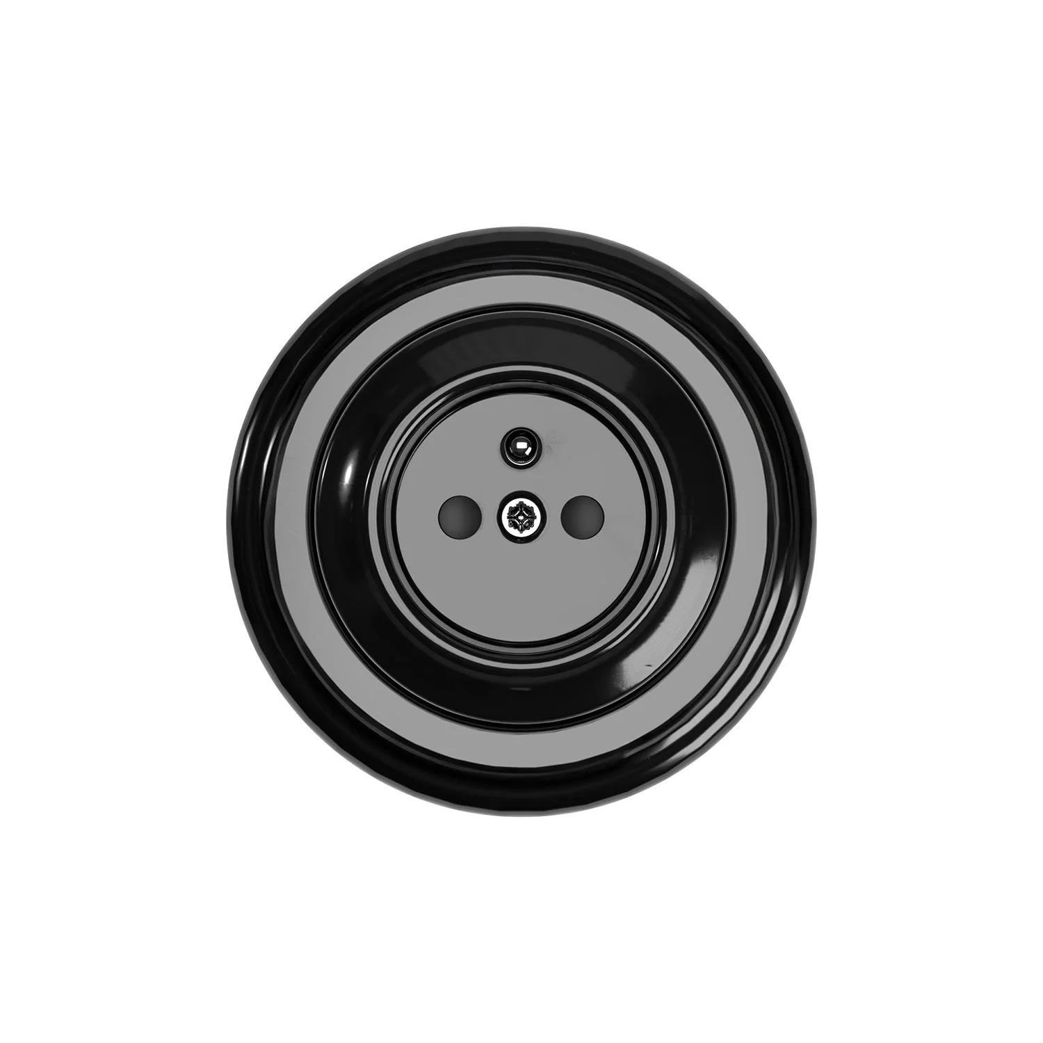 French-type wall socket kit with porcelain base - Black - Image 2