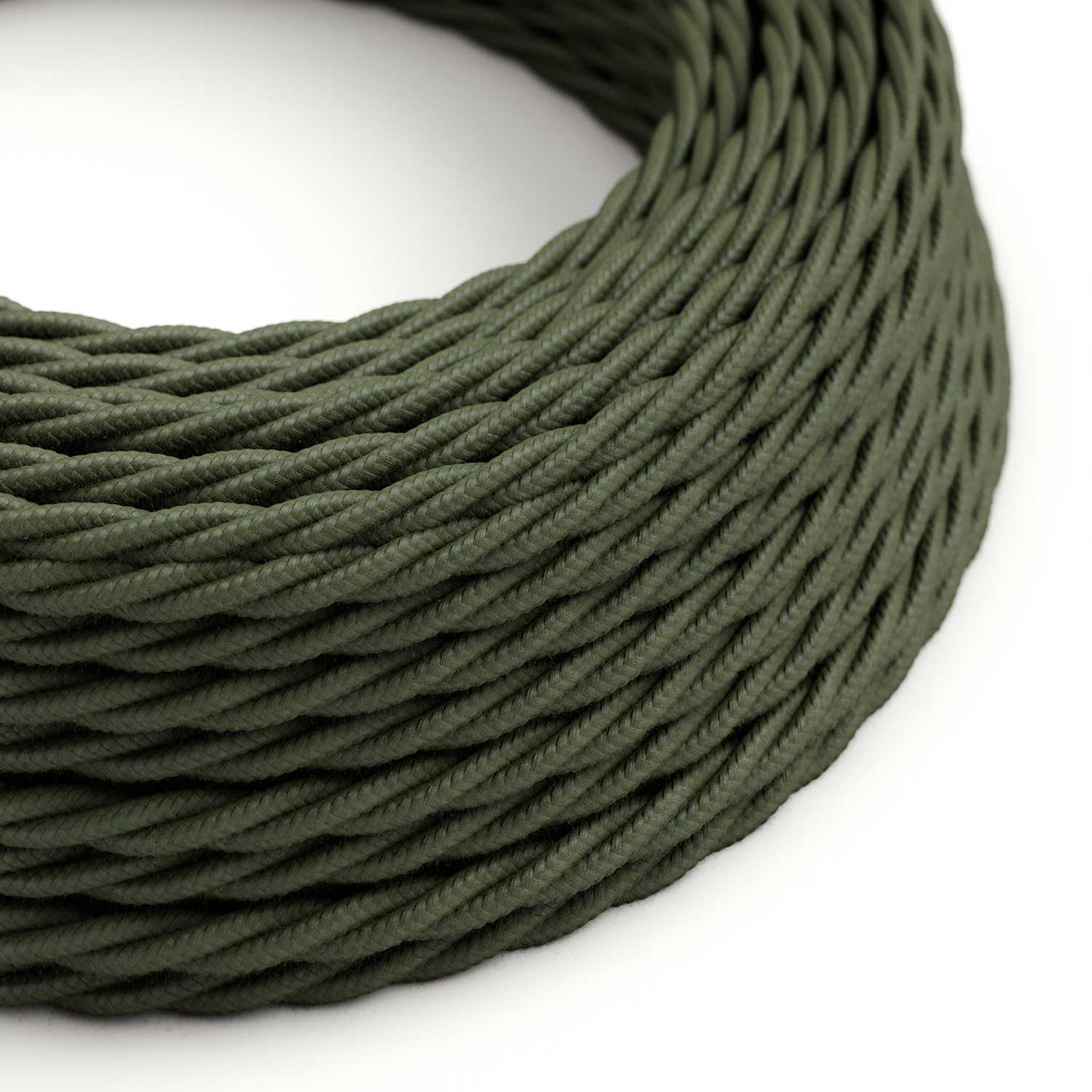 Gray Green Cotton Covered Twisted Electric Cable - TC63
