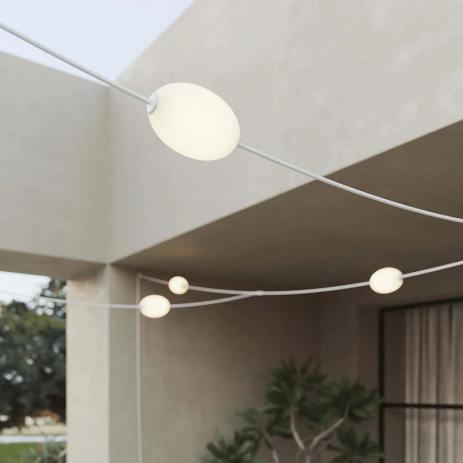 GRID outdoor string light, 7 light points, IP67, Sand White - Marina GRID - Image 5