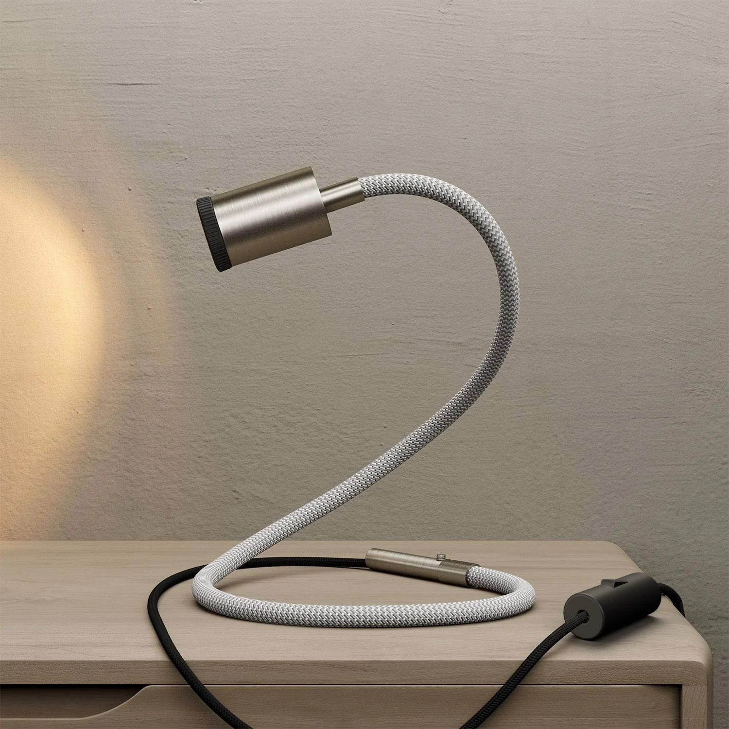 GU1d-one Adjustable lamp without base with mini LED spotlight and UK plug - Satin titanium - Image 2