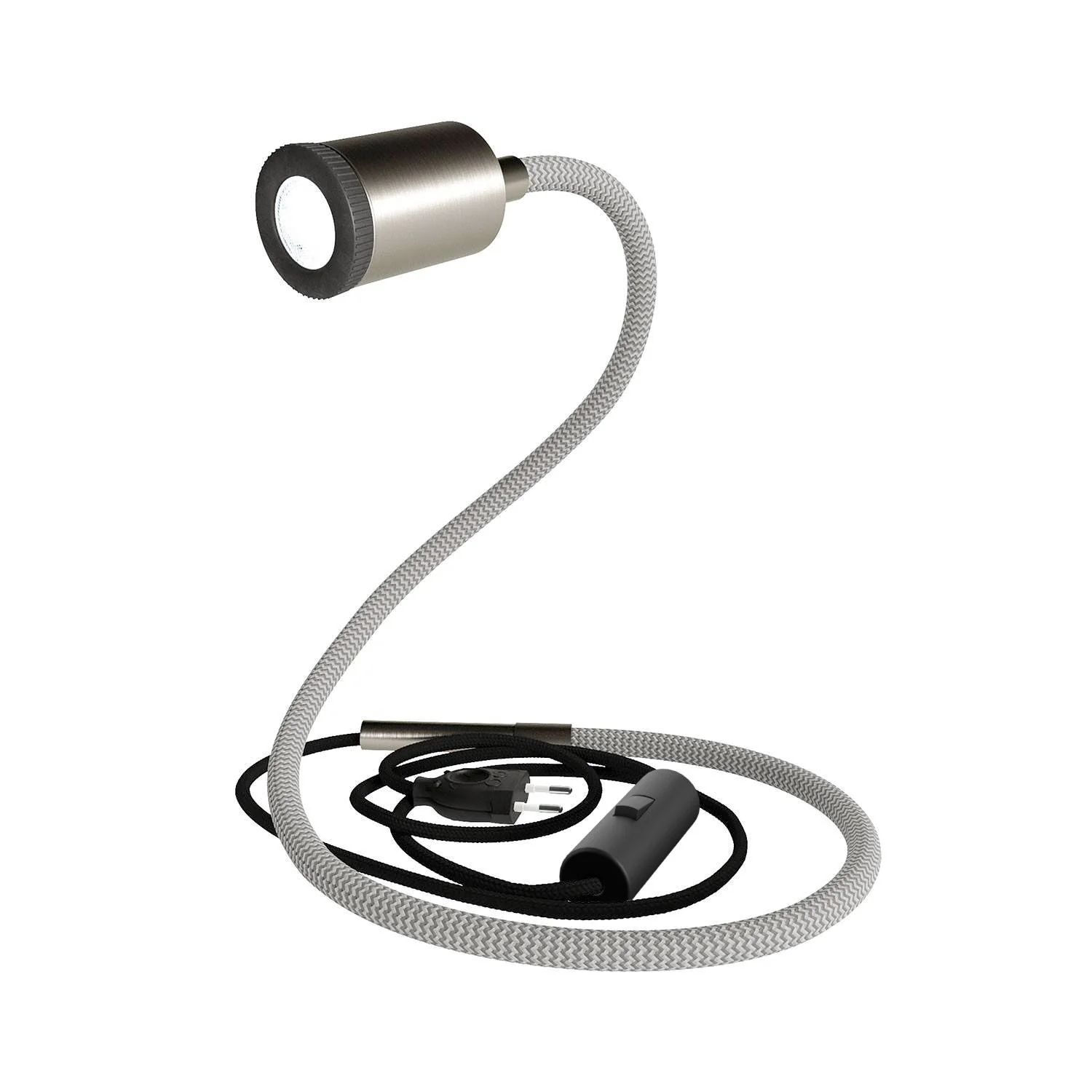 GU1d-one Adjustable lamp without base with mini LED spotlight - Satin titanium