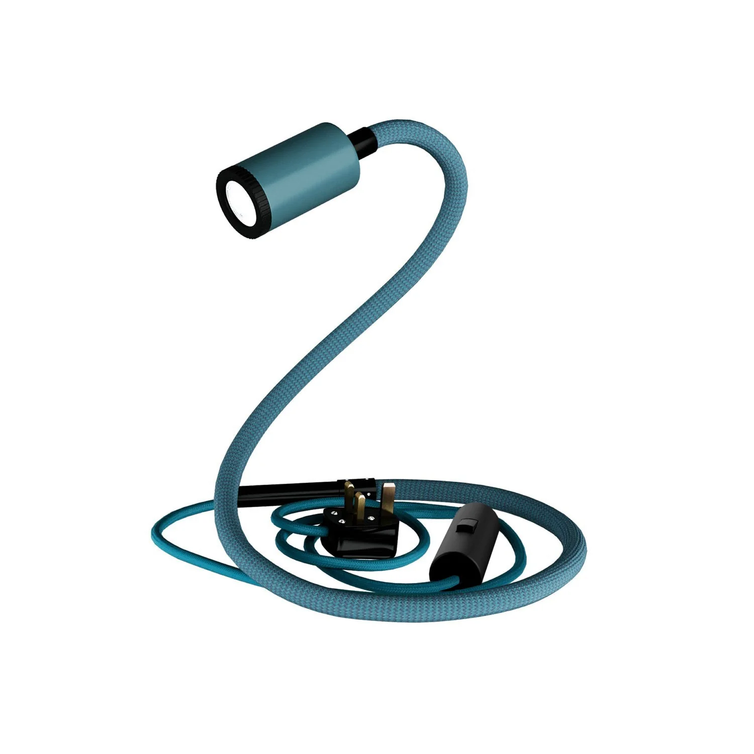 GU1d-one Pastel Adjustable lamp without base with mini LED spotlight and UK plug - Petrol blue
