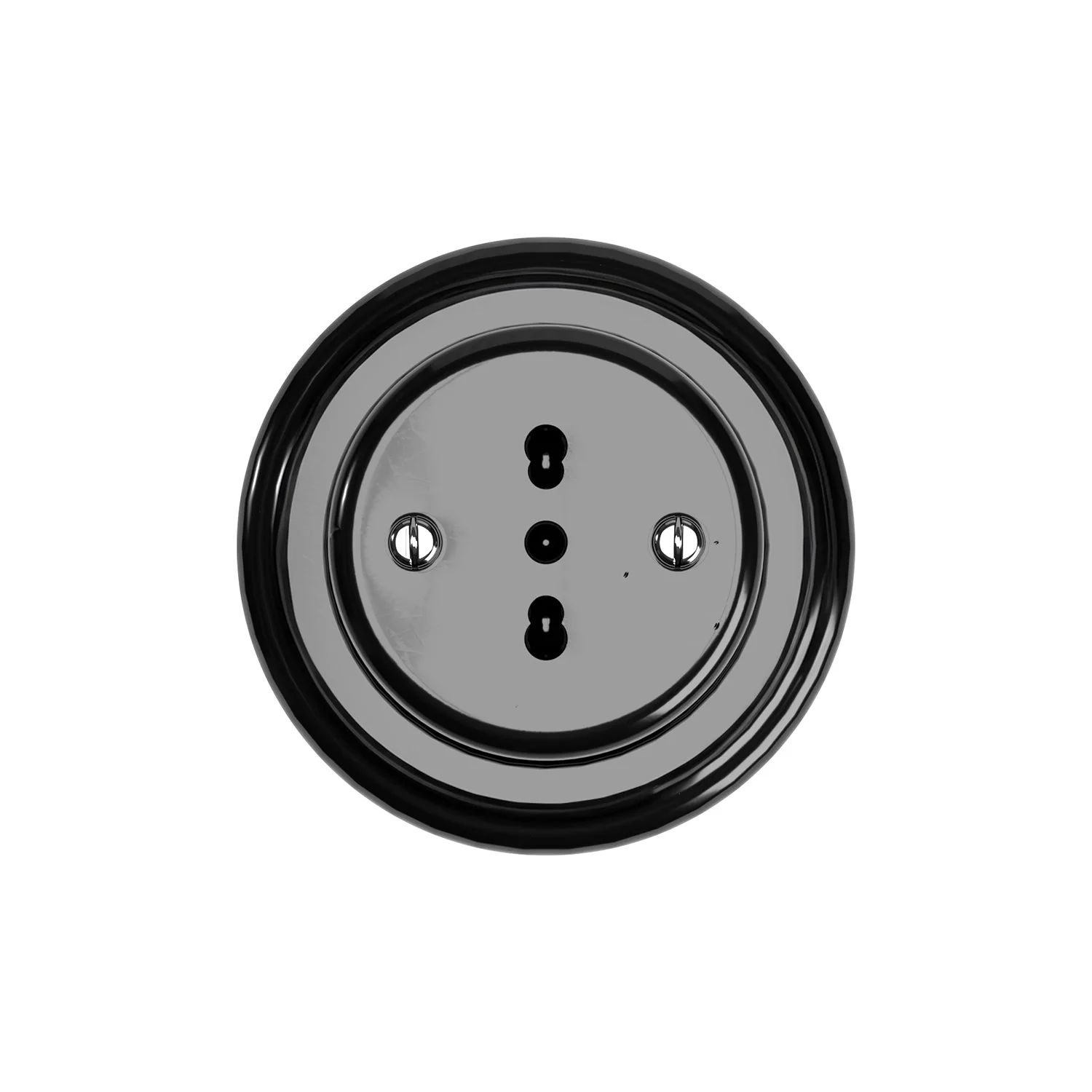 Italian 10/16A dual socket wall kit with porcelain base - Black - Image 2