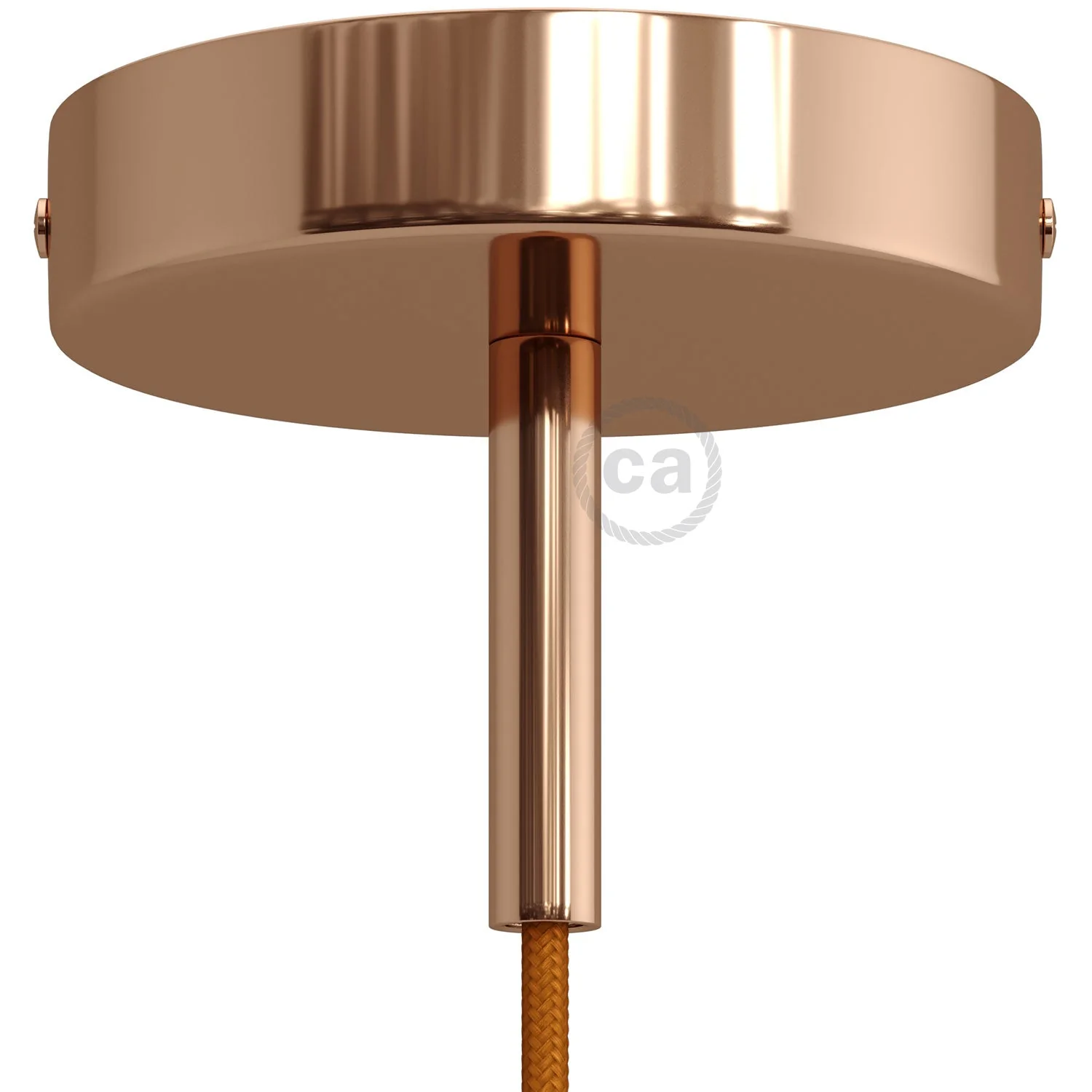 Cylindrical metal ceiling canopy kit with 7 cm strain relief - Copper