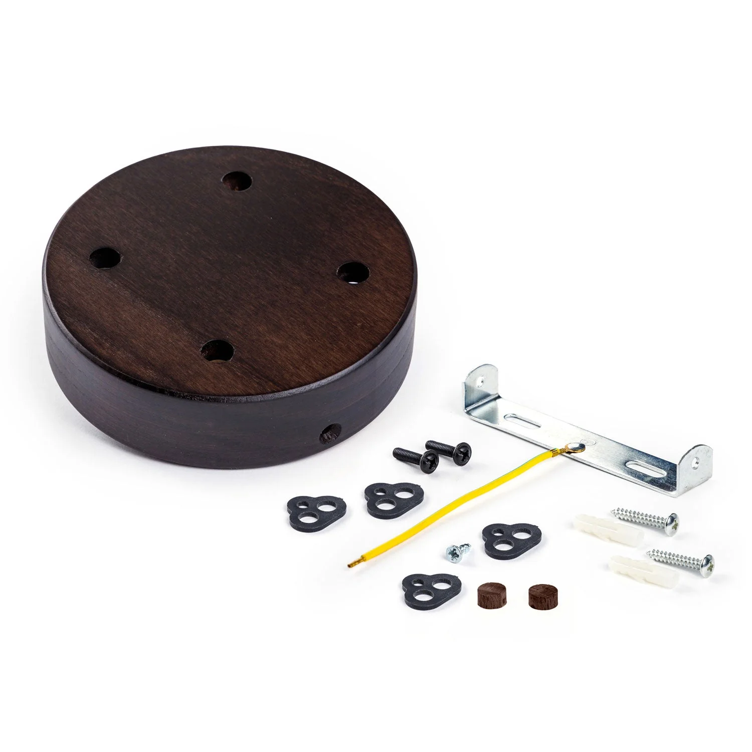 4-hole cylindrical wooden ceiling canopy kit - Wengé effect - Image 3