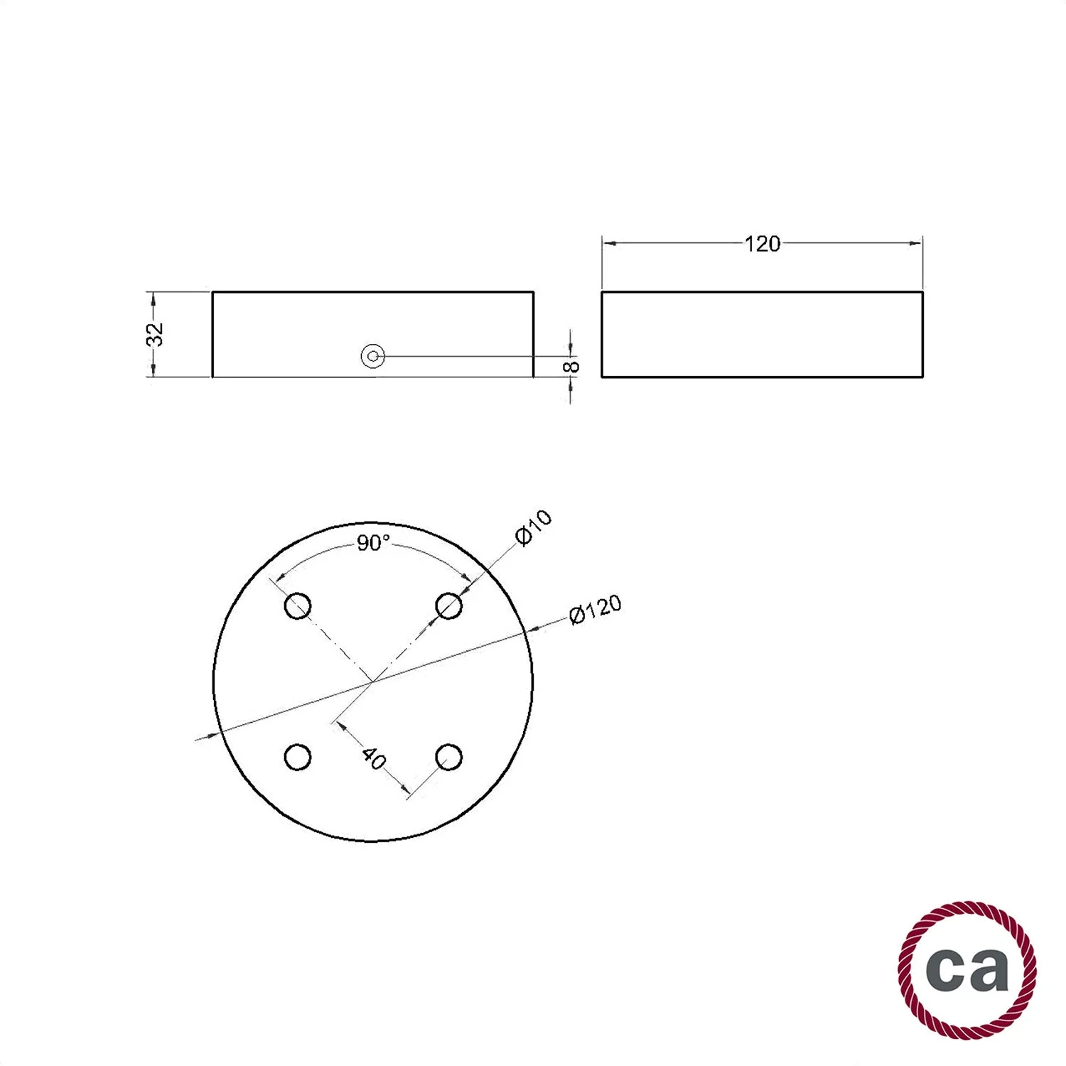 4-hole cylindrical wooden ceiling canopy kit - Wengé effect - Image 5