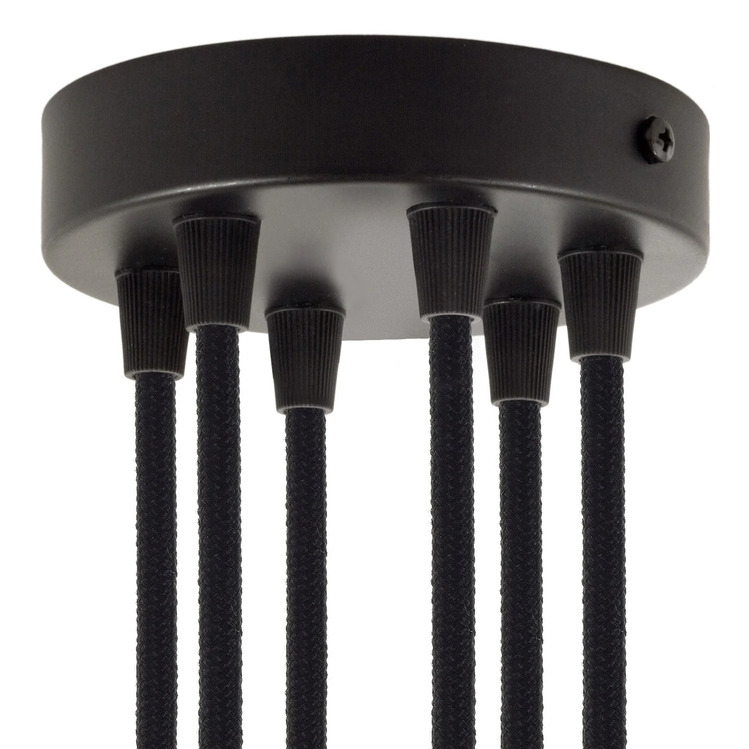 Cylindrical metal ceiling canopy kit with 6 holes - Black