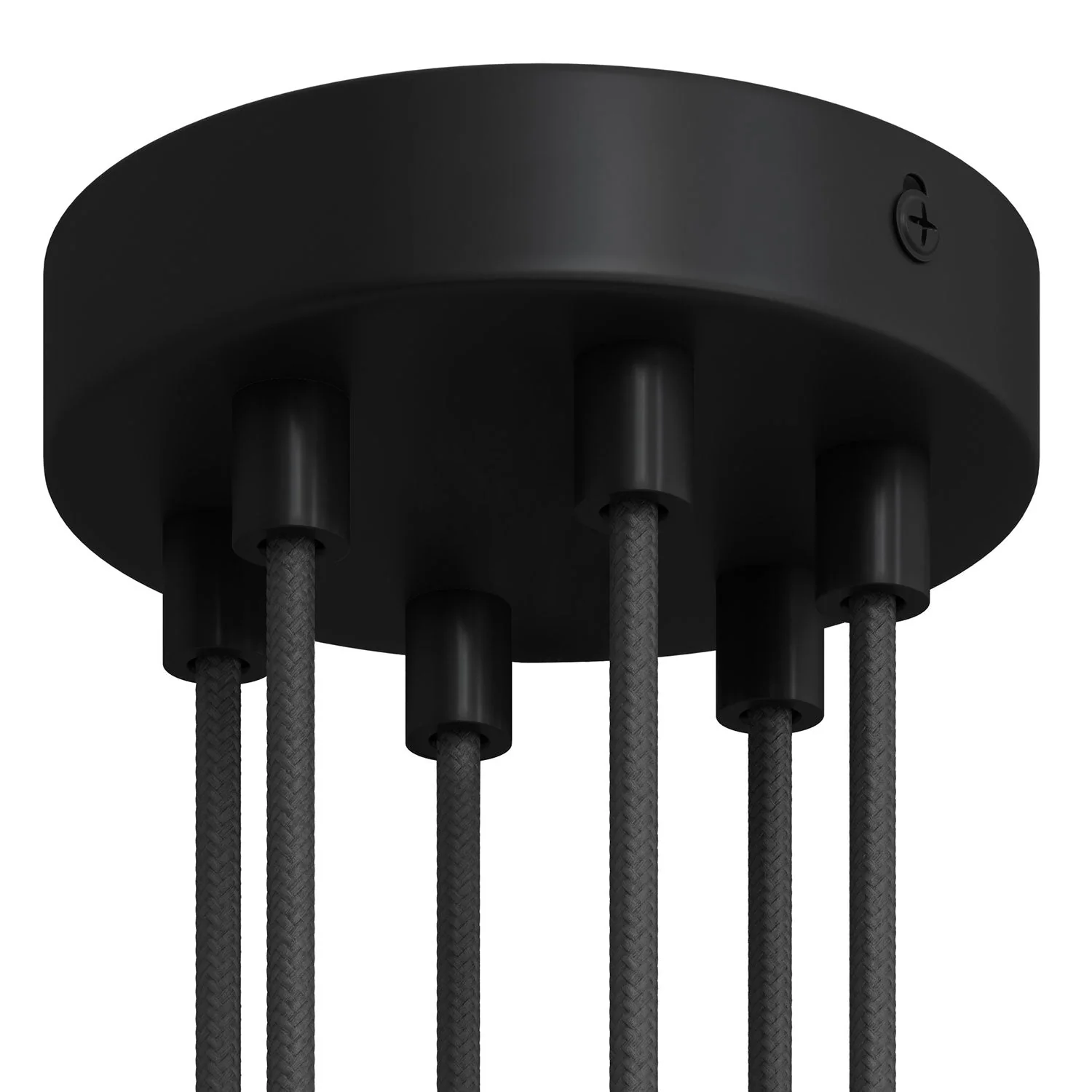 Cylindrical metal ceiling canopy kit with 6 holes - Black - Image 4